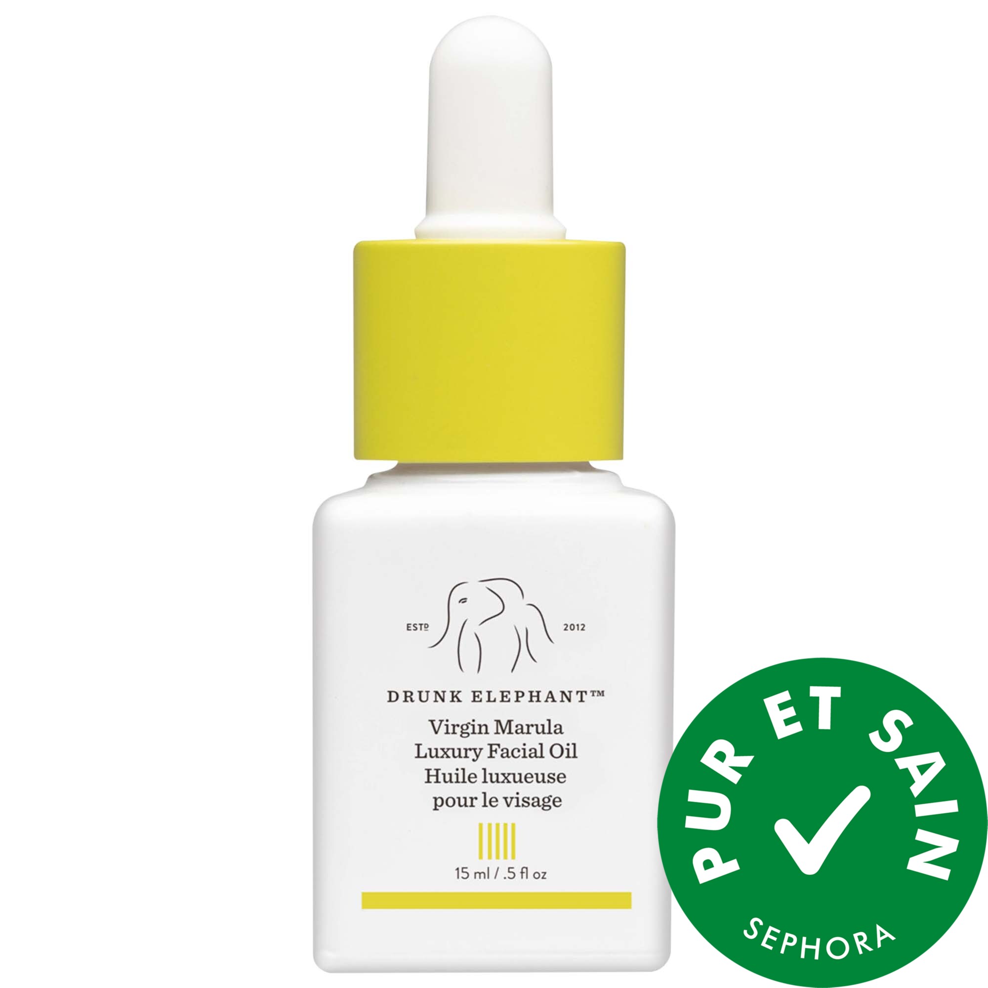 Drunk Elephant Mini-huile prestigieuse pour le visage Virgin Marula 0.5 oz/ 15 mL