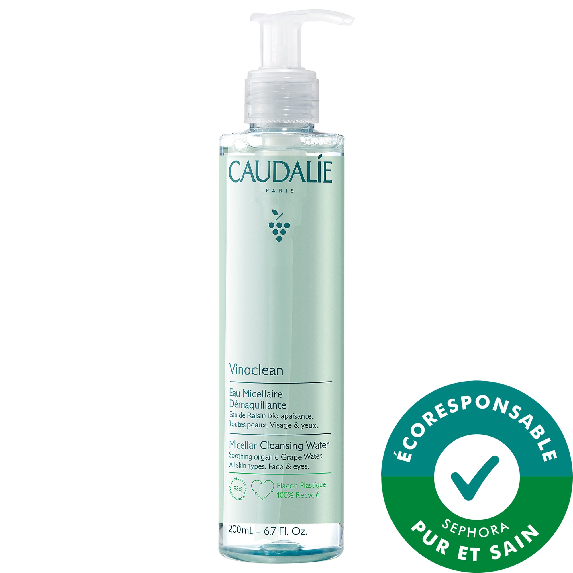 Caudalie Eau micellaire démaquillante Vinoclean 6.7 oz/ 200 mL