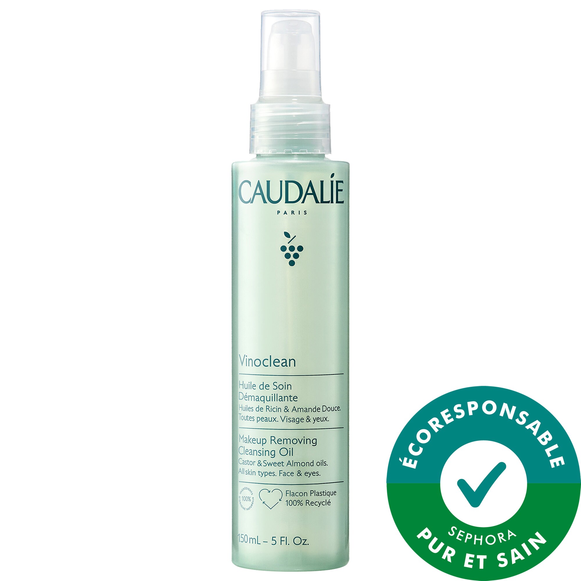 Caudalie Huile nettoyante démaquillante Vinoclean 5.0 oz/ 150 mL