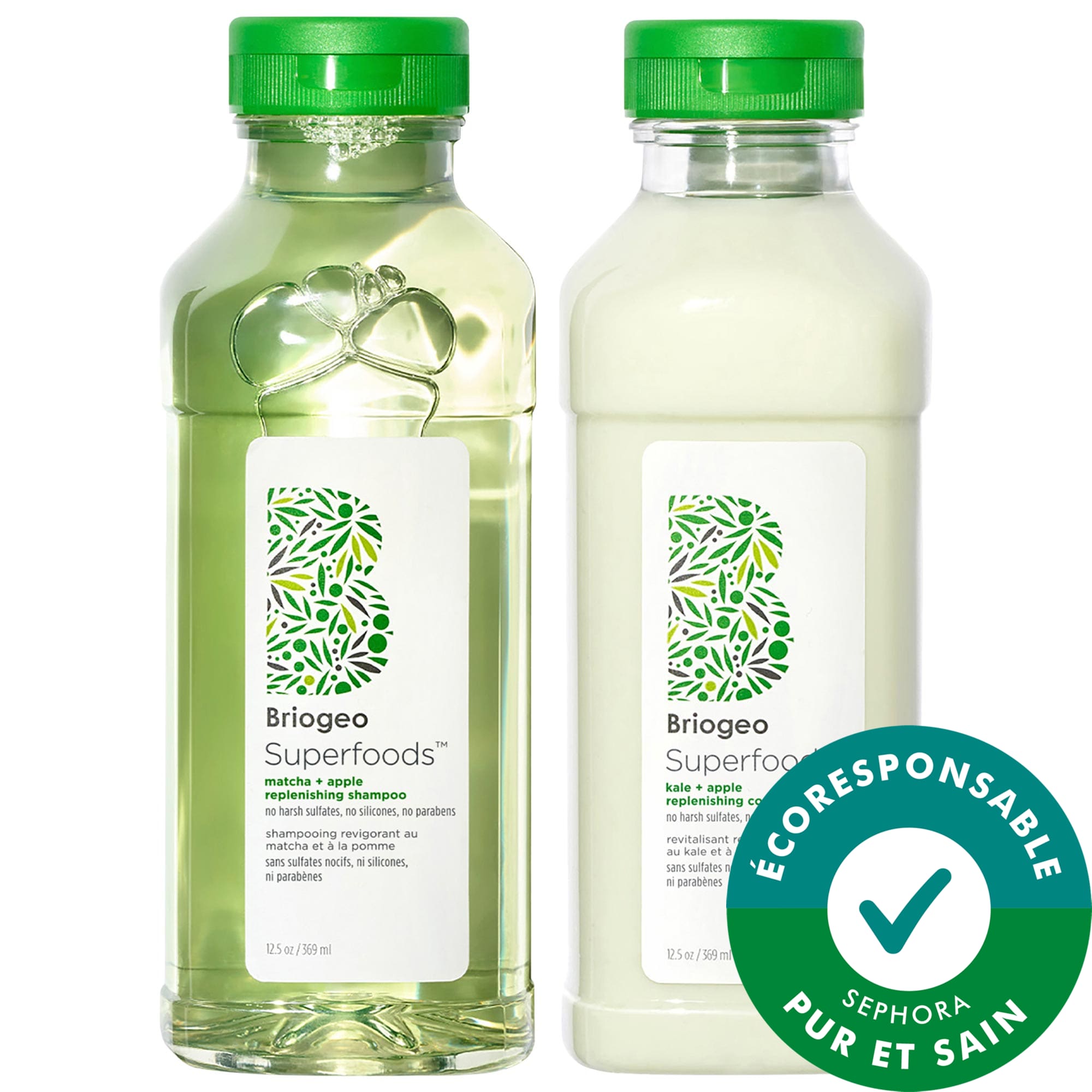 Briogeo Duo de shampoings et revitalisants reconstituant à la pomme, au chou frisé et au matcha