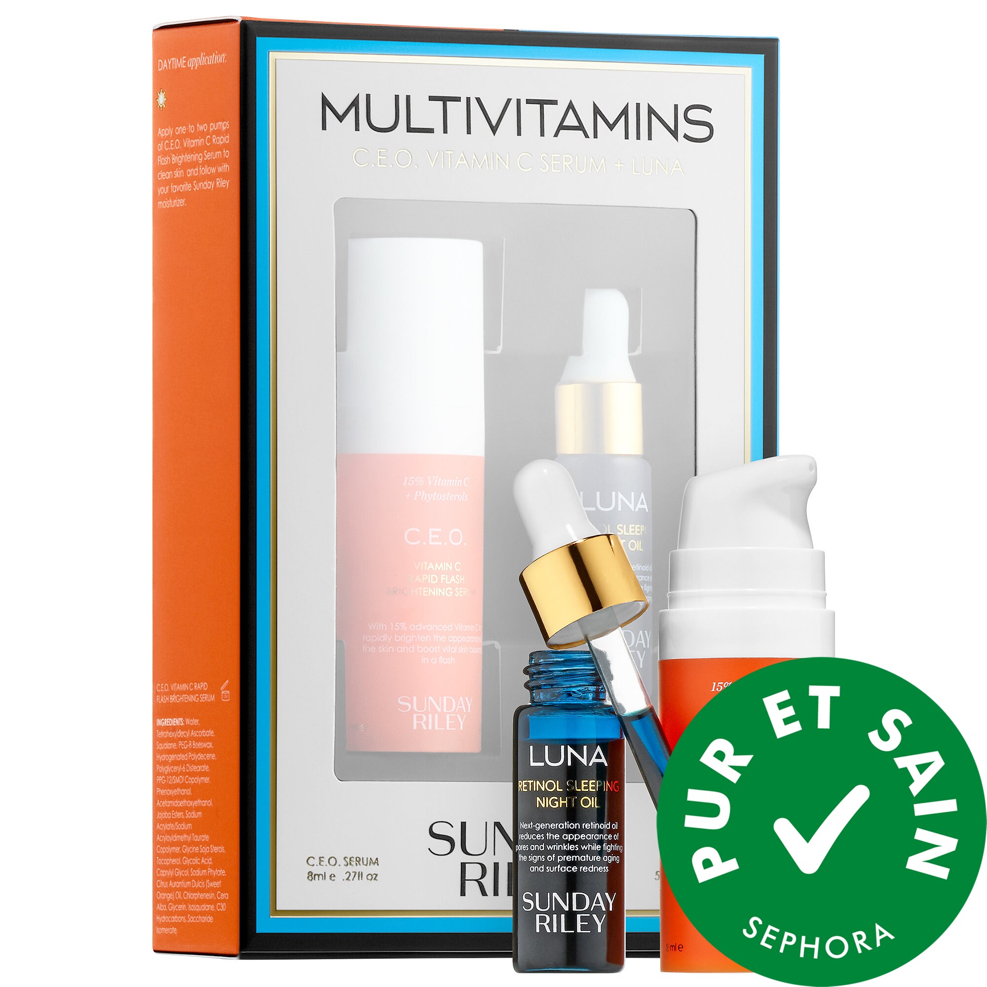 Sunday Riley Mini ensemble de multivitamines rétinol et vitamine C à 15 %