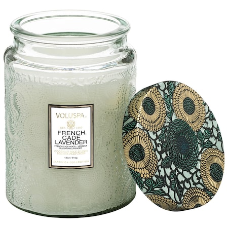 French Cade & Lavender Glass Jar Candle 18 oz/ 510 g