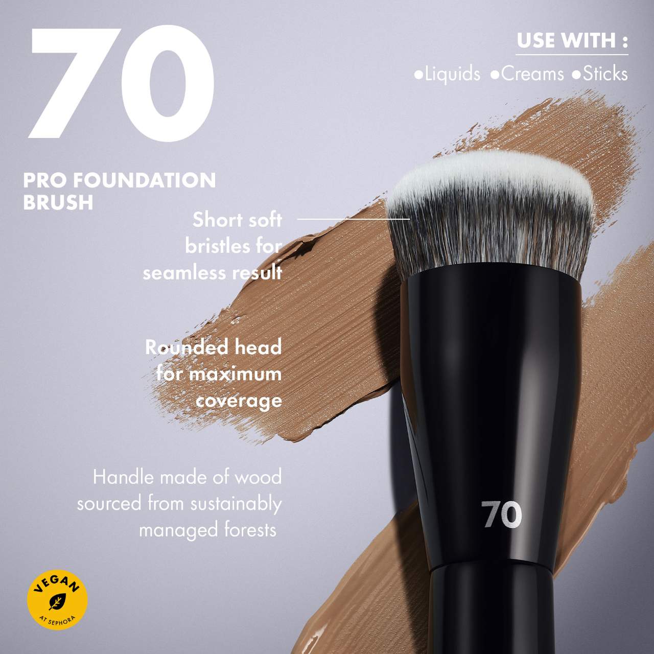 Кисть для тонального крема Sephora Collection Pro #70 — фото 2
