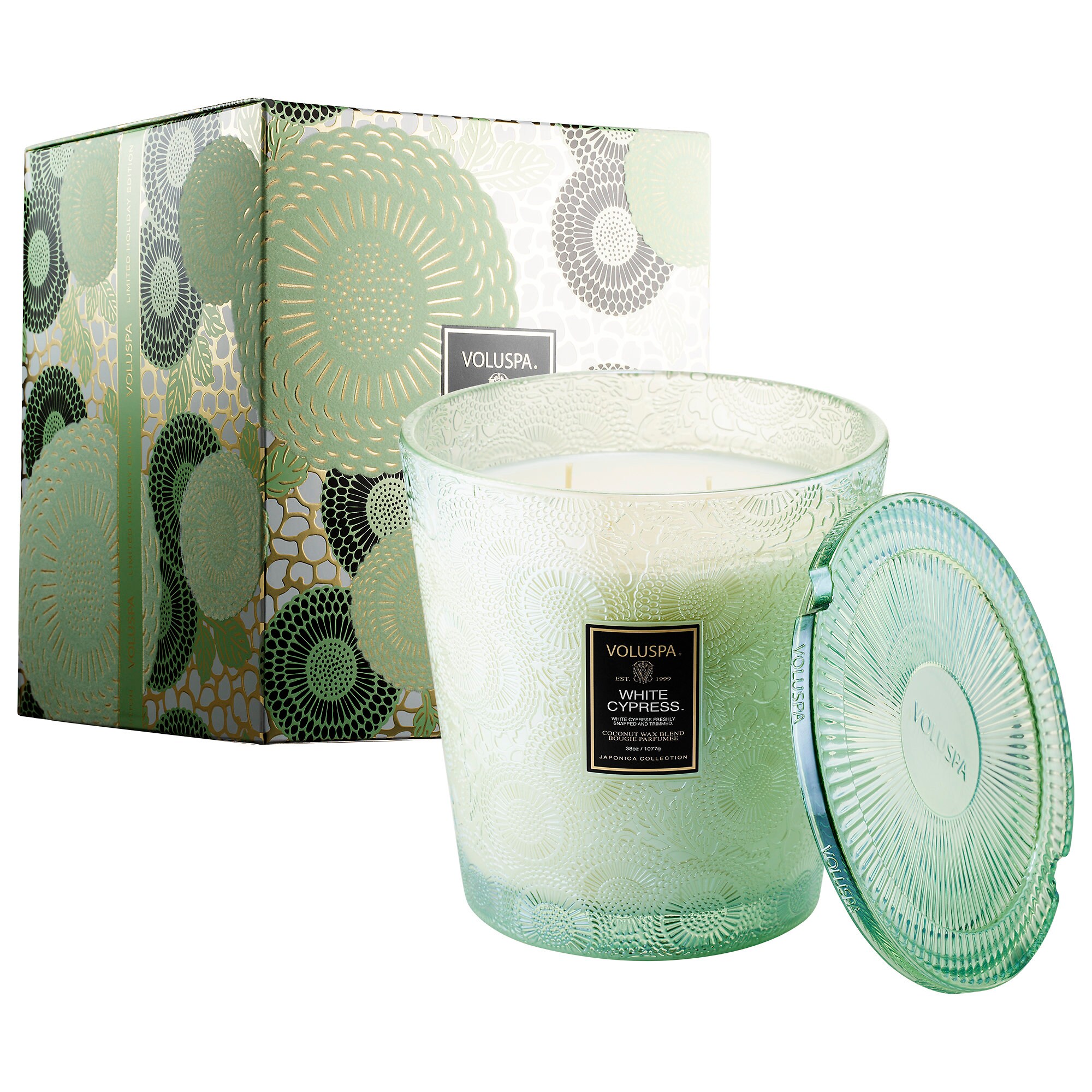 Voluspa White Cypress Hearth Glass Jar Candle ModeSens