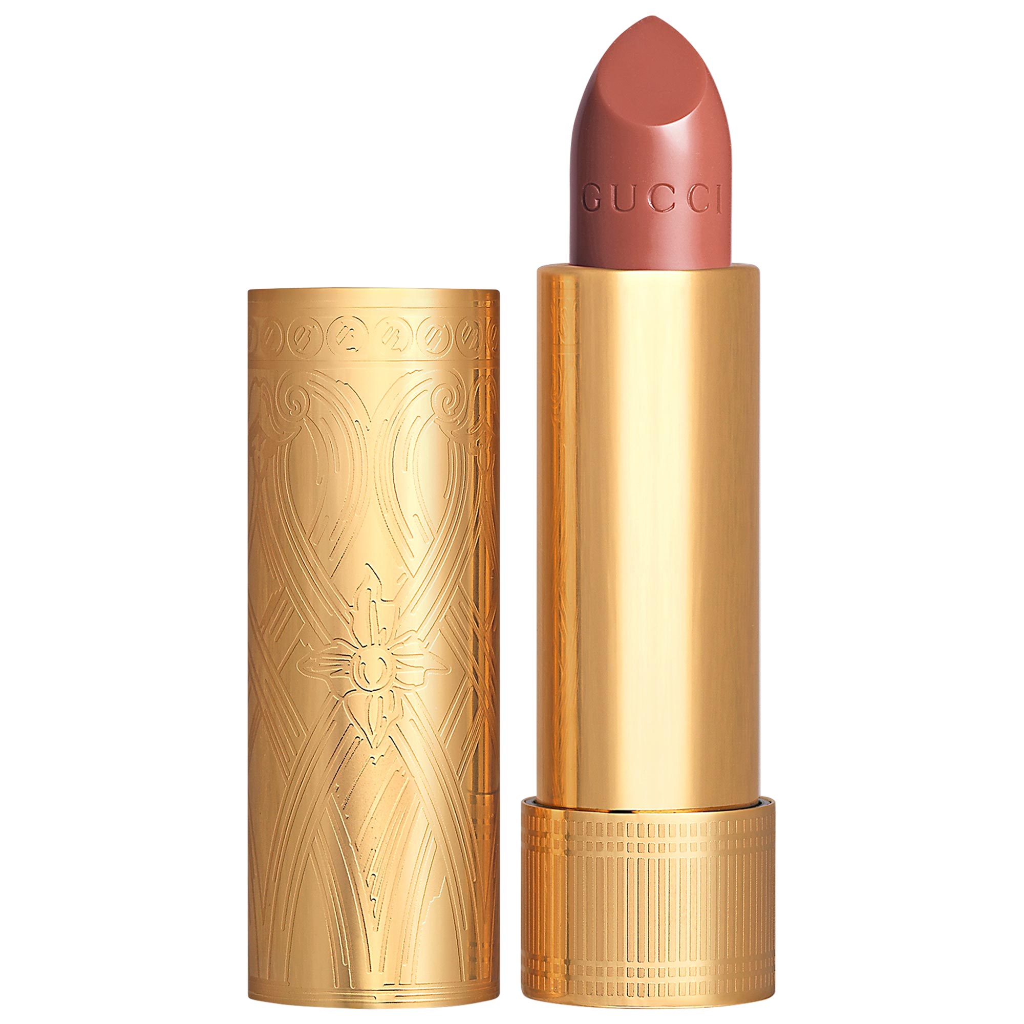 Shop Gucci Long Lasting Satin Lipstick 200 Blaze Of Noon 0.12 oz/ 3.5 G