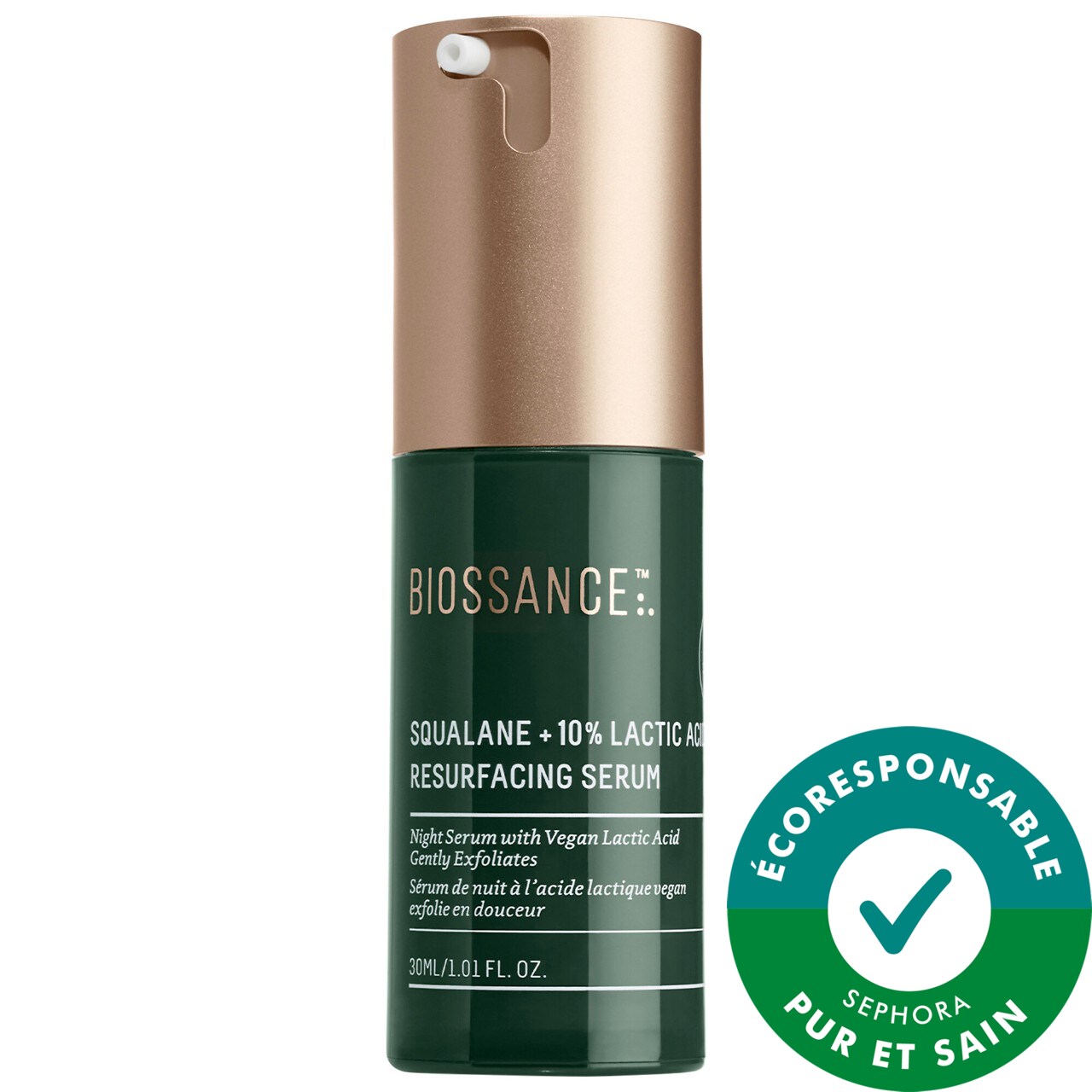 Biossance Sérum lissant avec squalane + 10 % d'acide lactique 1.01 oz / 30 mL