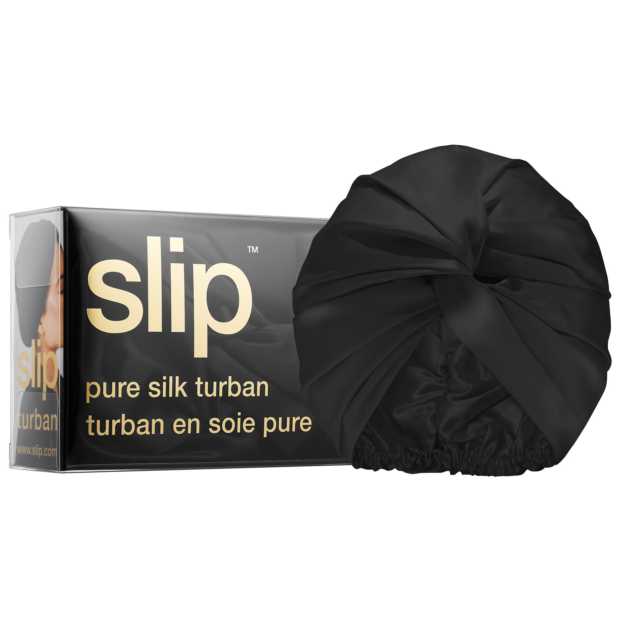 Shop Slip Pure Silk Turban Black