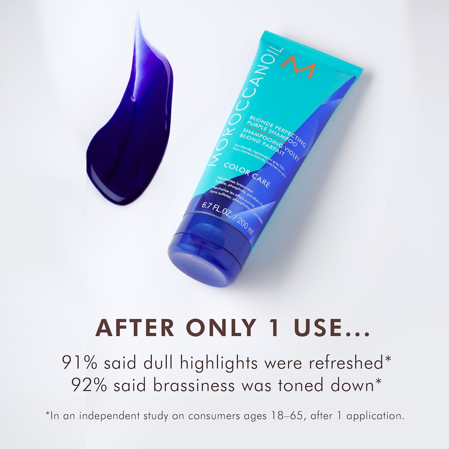 Мини-версия фиолетового шампуня для светлых волос Moroccanoil с аргановым маслом — фото 5