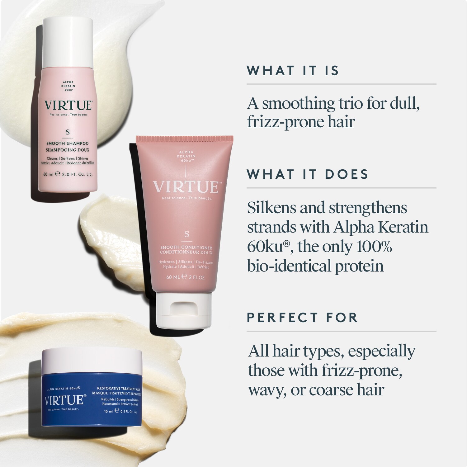 VIRTUE スカルプレメディシャンプー＆コンディショナーセット Smooth Discovery Set - Smooth and Silken - Virtue | Sephora