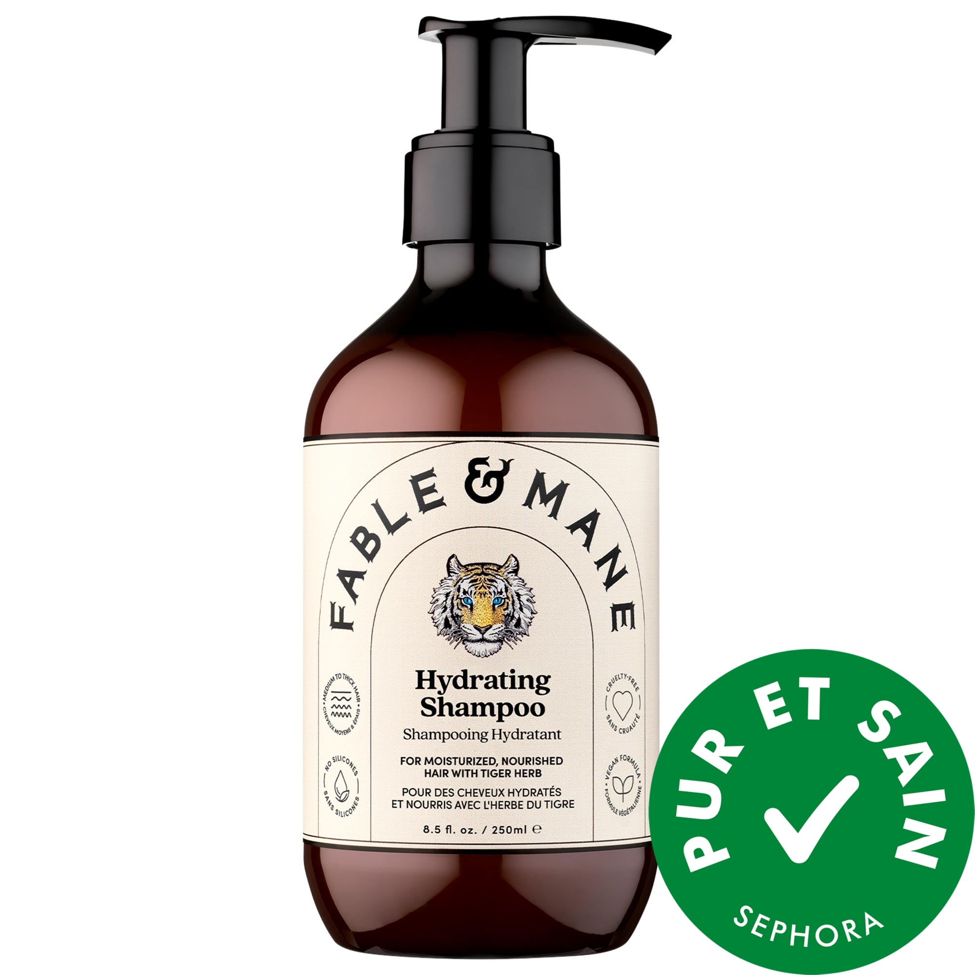 Fable & Mane Shampoing hydratant pour cheveux épais, secs et abîmés 8.5 oz/ 250 mL