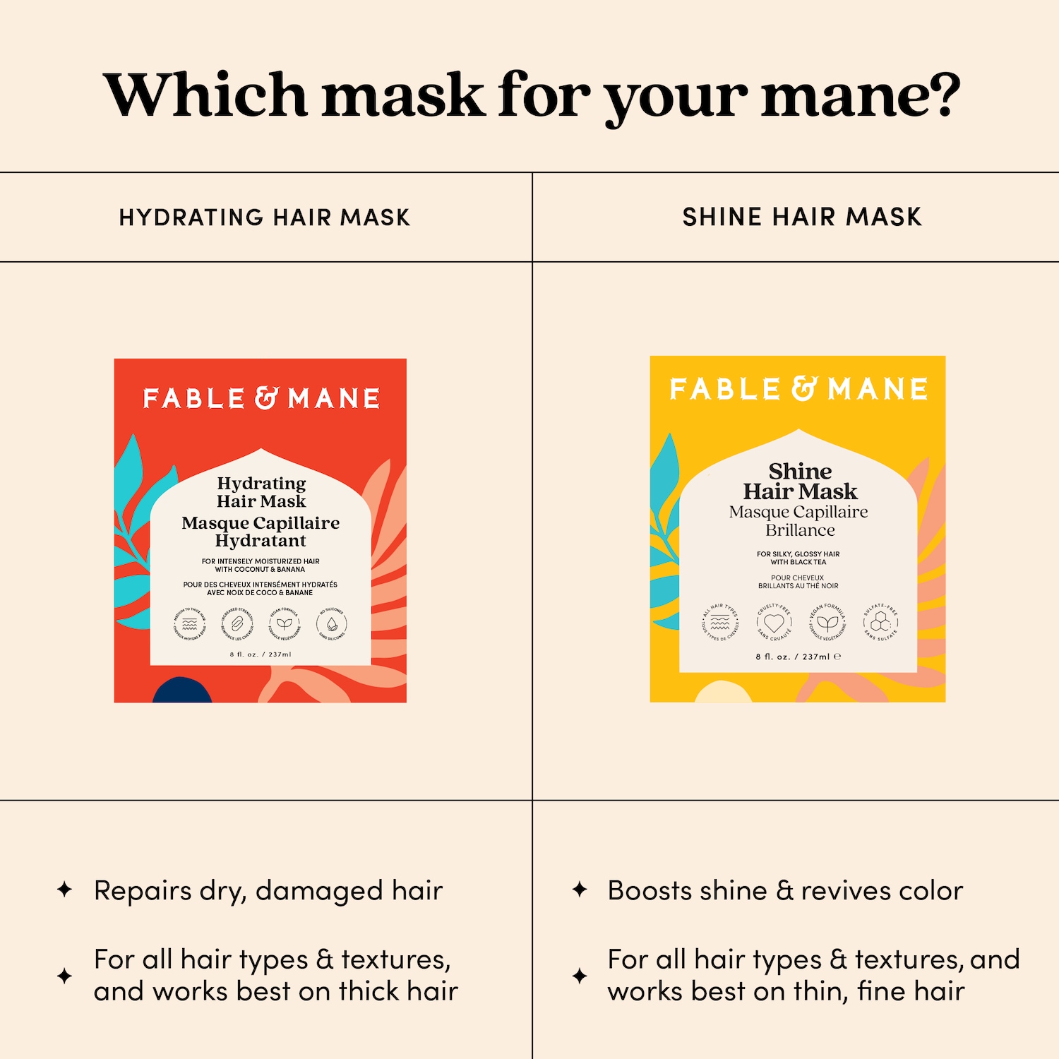 Masque pour les cheveux réparateur profondément hydratant pour cheveux moyens à épais
