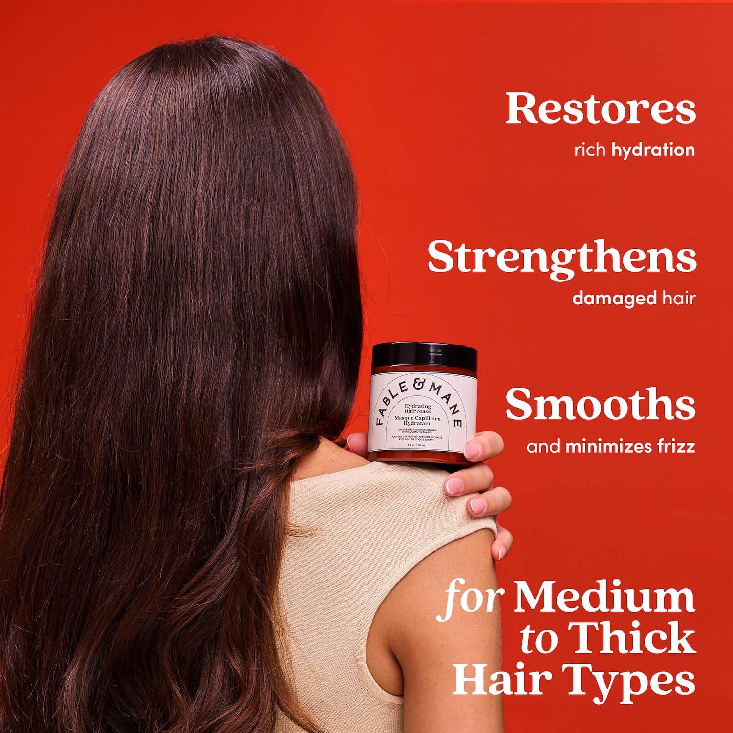 Masque pour les cheveux réparateur profondément hydratant pour cheveux moyens à épais