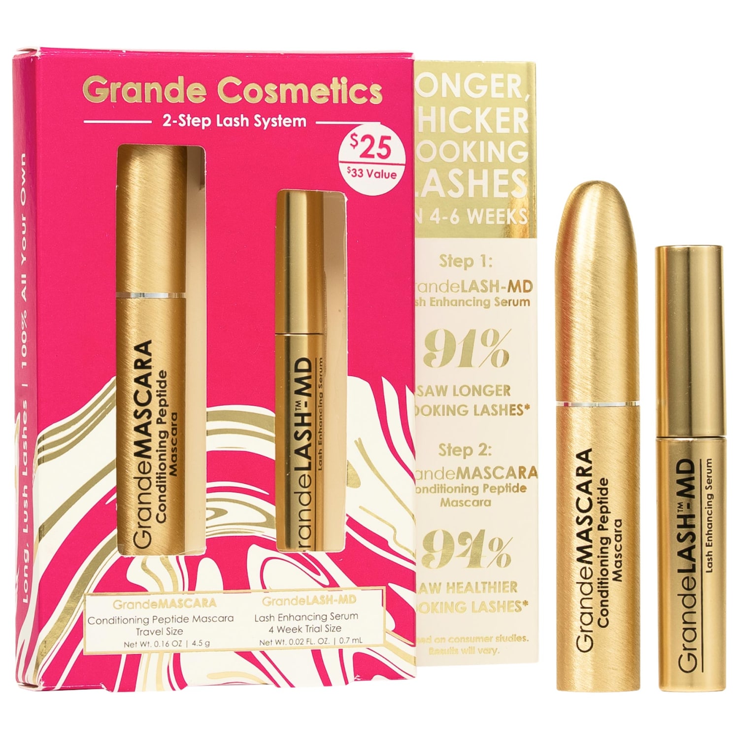 Мини-набор для ресниц Grande Cosmetics GrandeLASH-MD и GrandeMASCARA, 2 шага — фото 1
