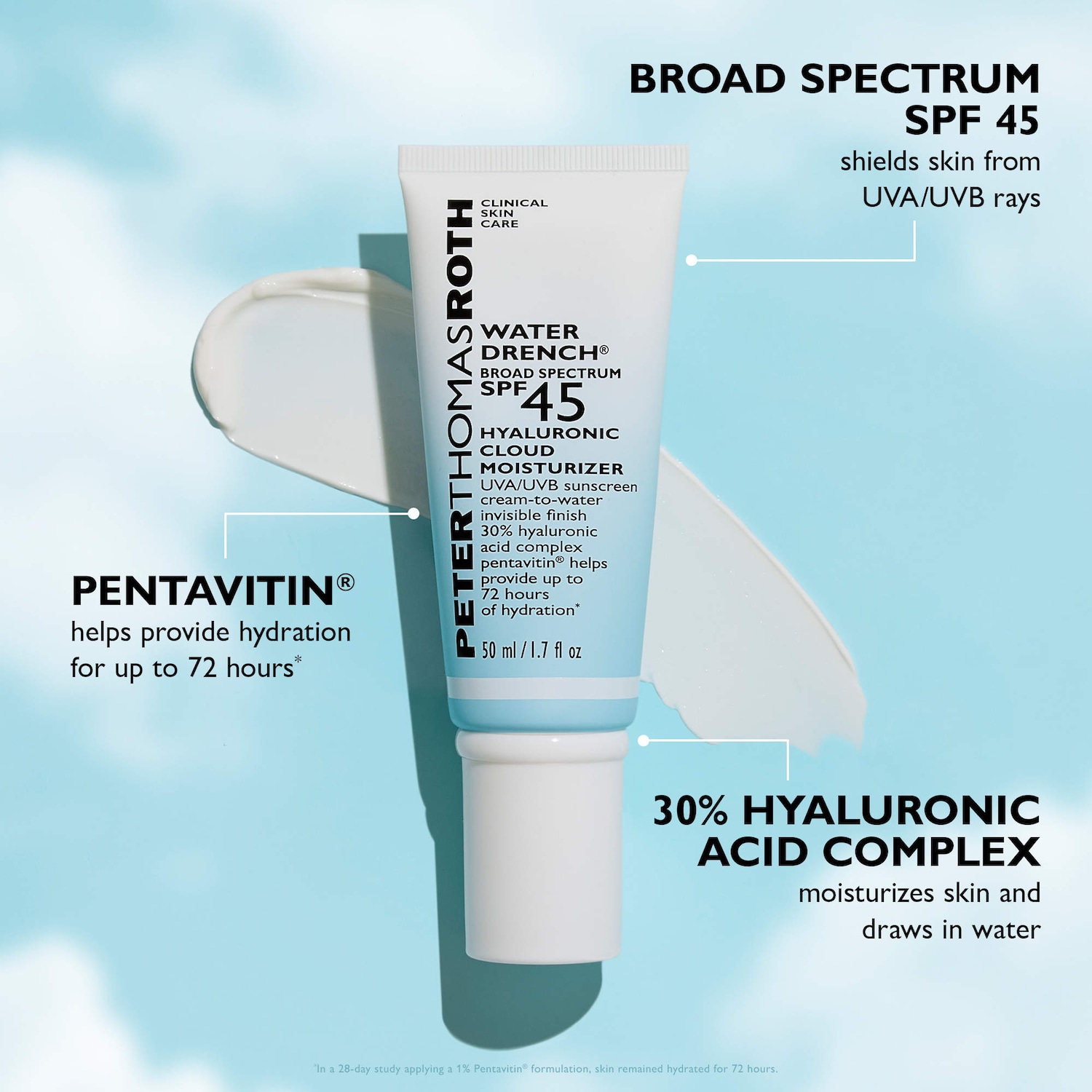 Увлажняющий крем с гиалуроновой кислотой Peter Thomas Roth Water Drench SPF 45 — фото 5