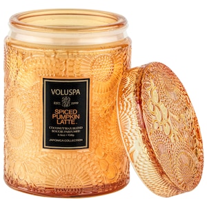 VOLUSPA Mini Spiced Pumpkin Latte Glass Candle INTERNATIONAL SHIPPING