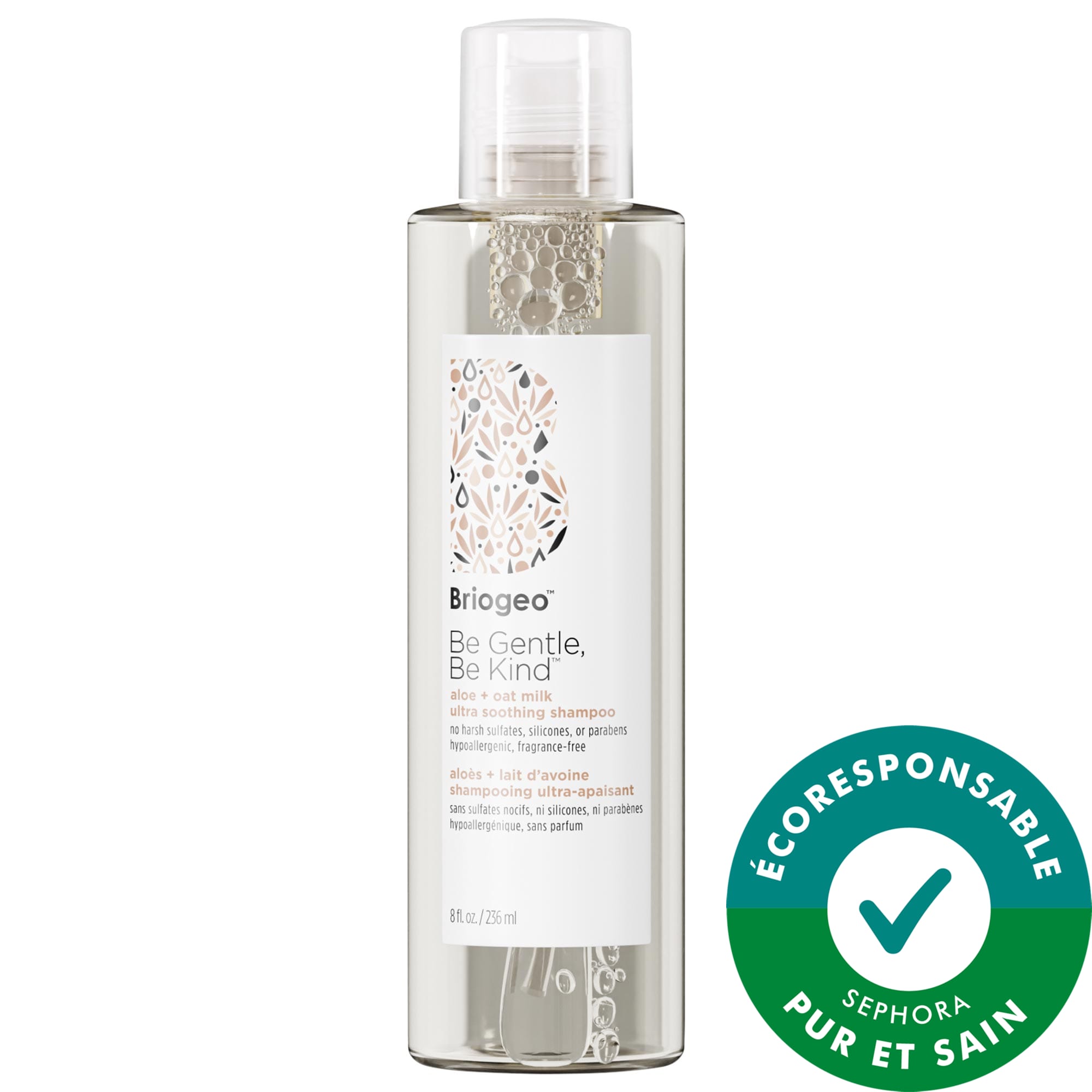 Briogeo Shampoing ultra-apaisant hypoallergène et non parfumé avec aloès et lait d'avoine Be Gentle, Be Kind™ 8.0 oz/ 236 mL