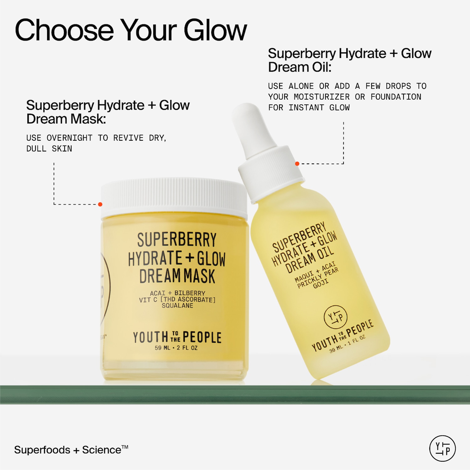 Mini Superberry Hydrate + Glow Dream Night Cream + Mask with Vitamin C