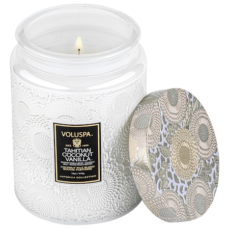 Tahitian Coconut Vanilla Glass Jar Candle 18 oz/ 510 g