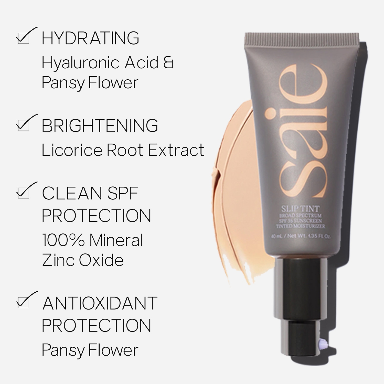 Тонирующий флюид Saie Slip Tint с SPF 35 и гиалуроновой кислотой — фото 3