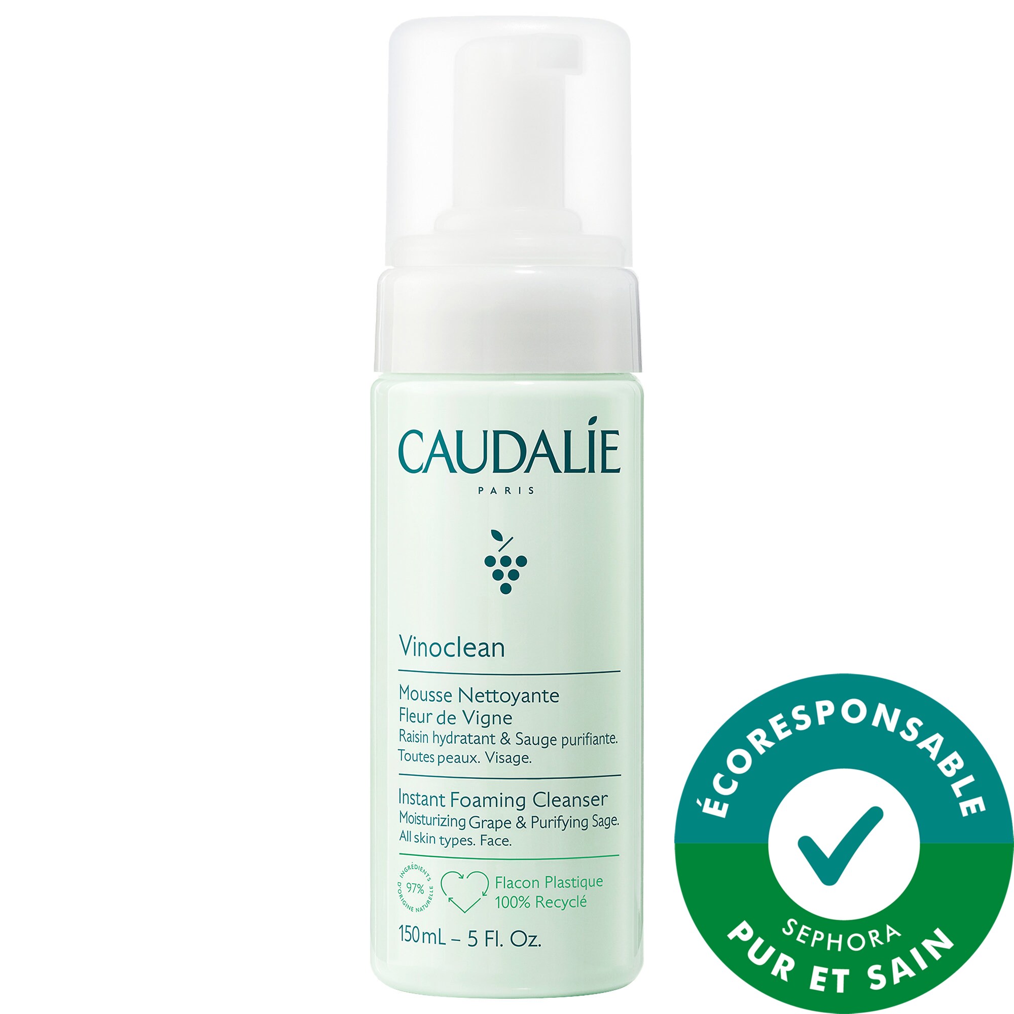 Caudalie Mousse nettoyante douce Vinoclean 5.0 oz/ 150 mL