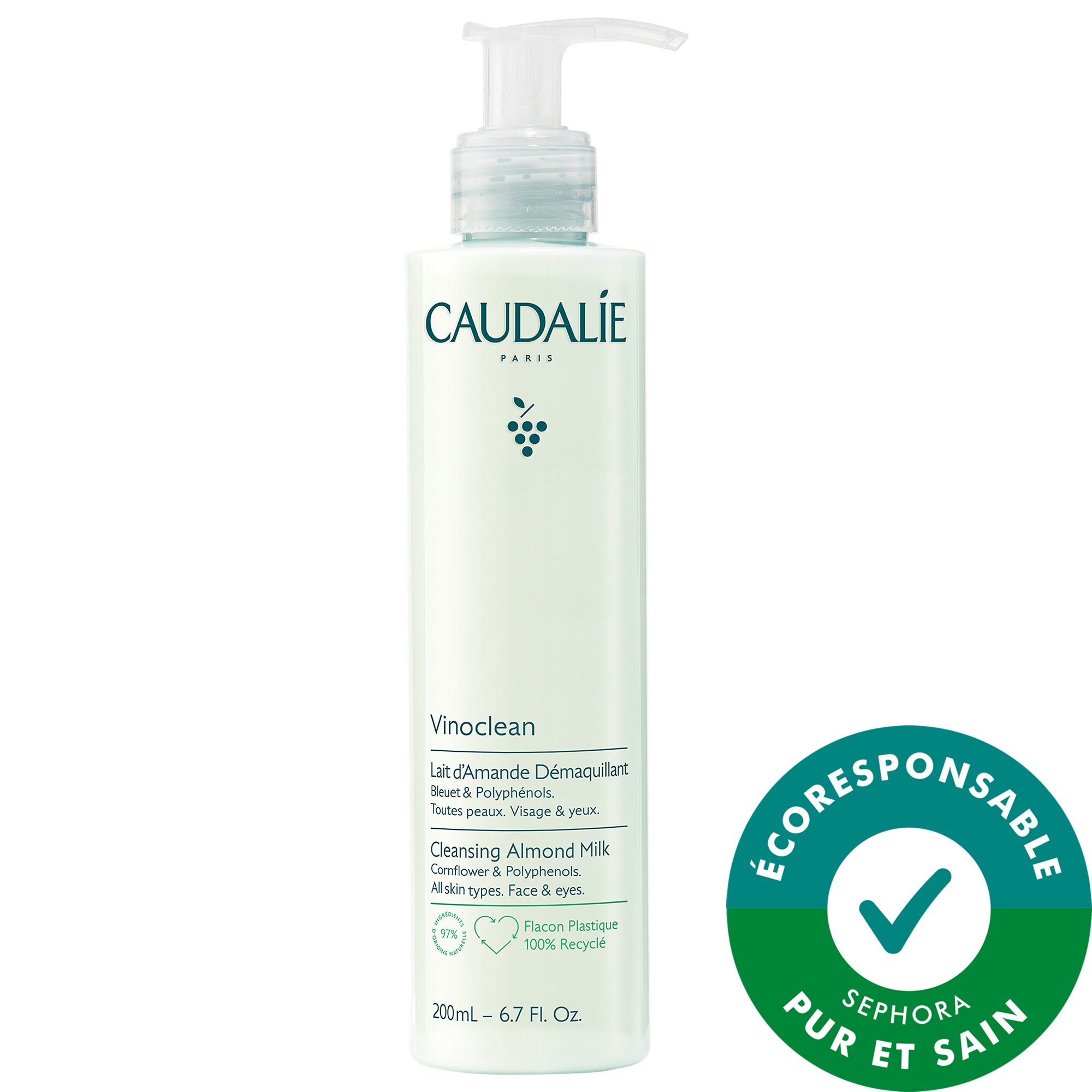 Caudalie Lait nettoyant aux amandes douces de Vinoclean 6.7 oz/ 200 mL