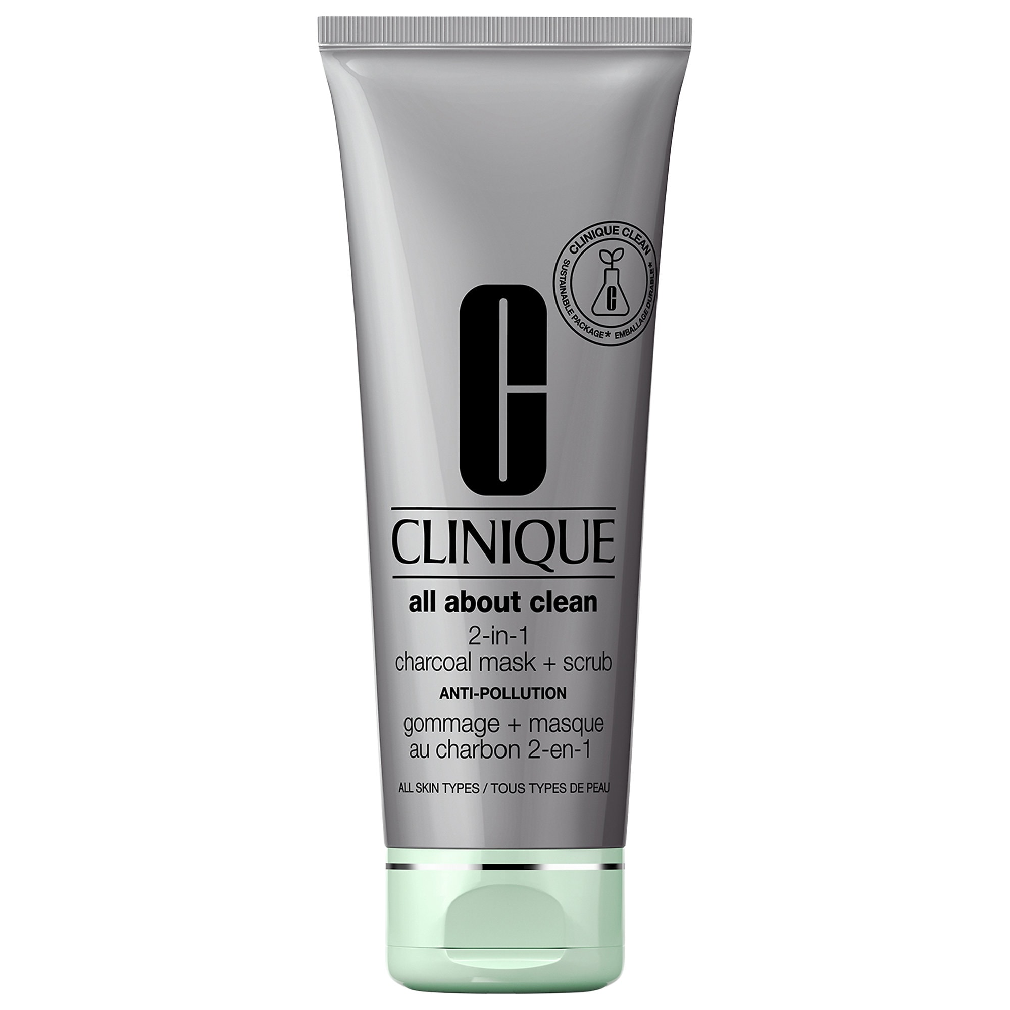 CLINIQUE All About Clean™ 2-in-1 Charcoal Face Mask + Scrub Exfoliator 3.4 oz/ 100 mL