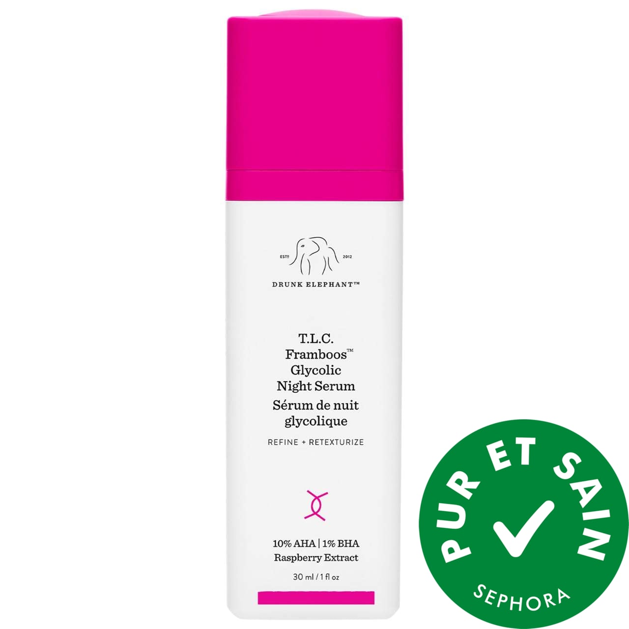 Drunk Elephant T.L.C. Sérum de nuit resurfaçant glycolique Framboos™ 1 oz/30 ml