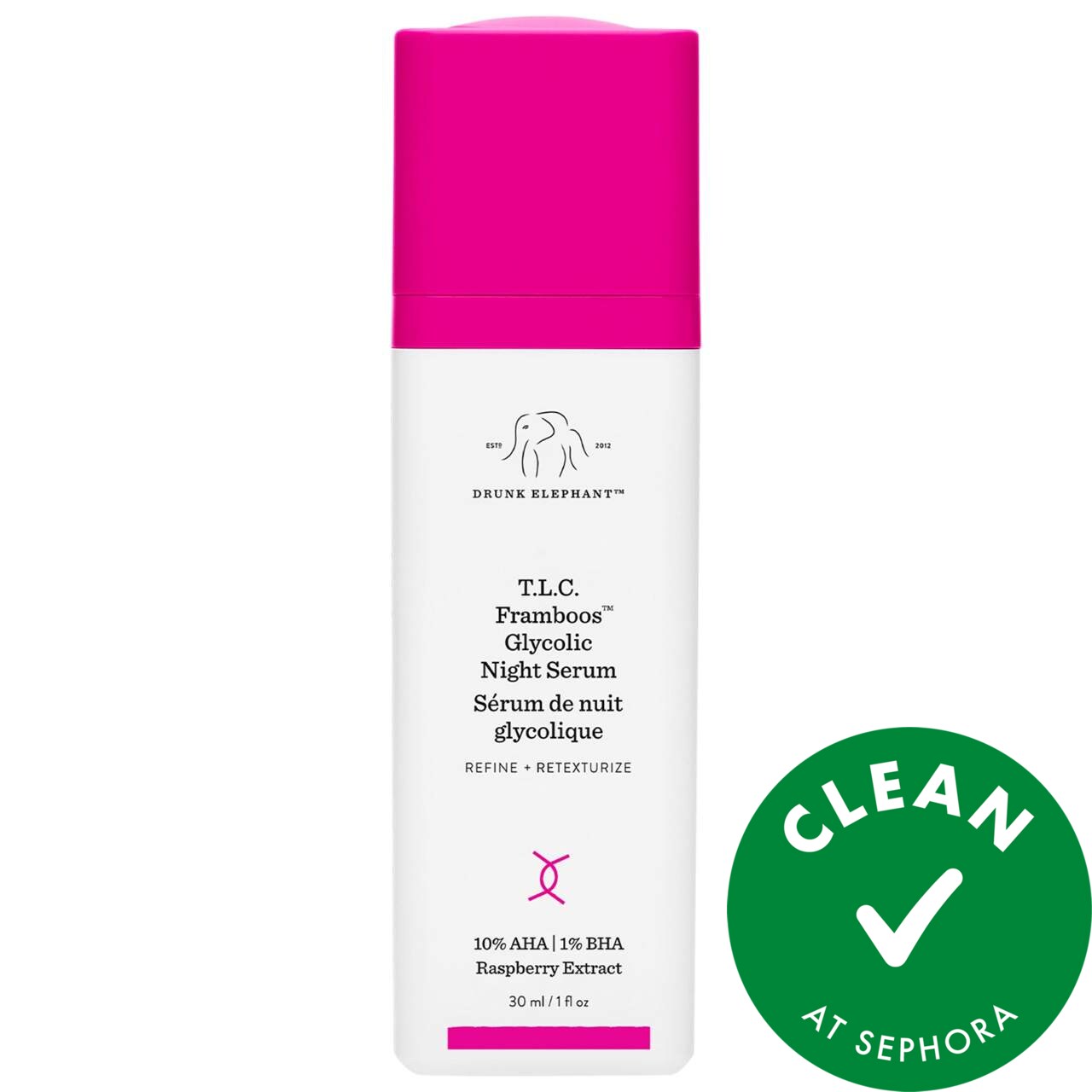 Drunk Elephant T.L.C. Framboos™ Glycolic Resurfacing Night Serum 1 oz/30 ml