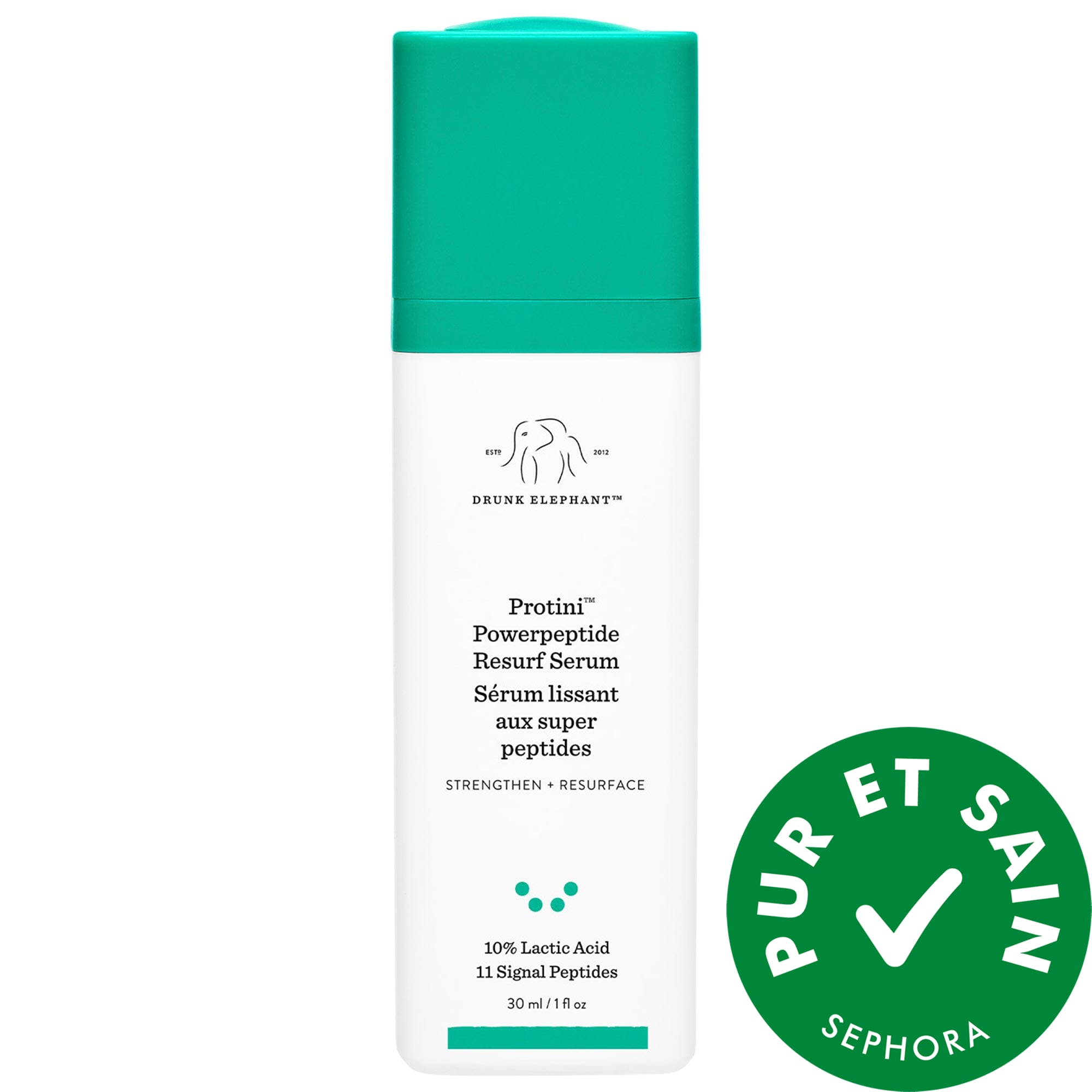Drunk Elephant Sérum lissant aux peptides puissants Protini™ avec acide lactique 1 oz/30 ml