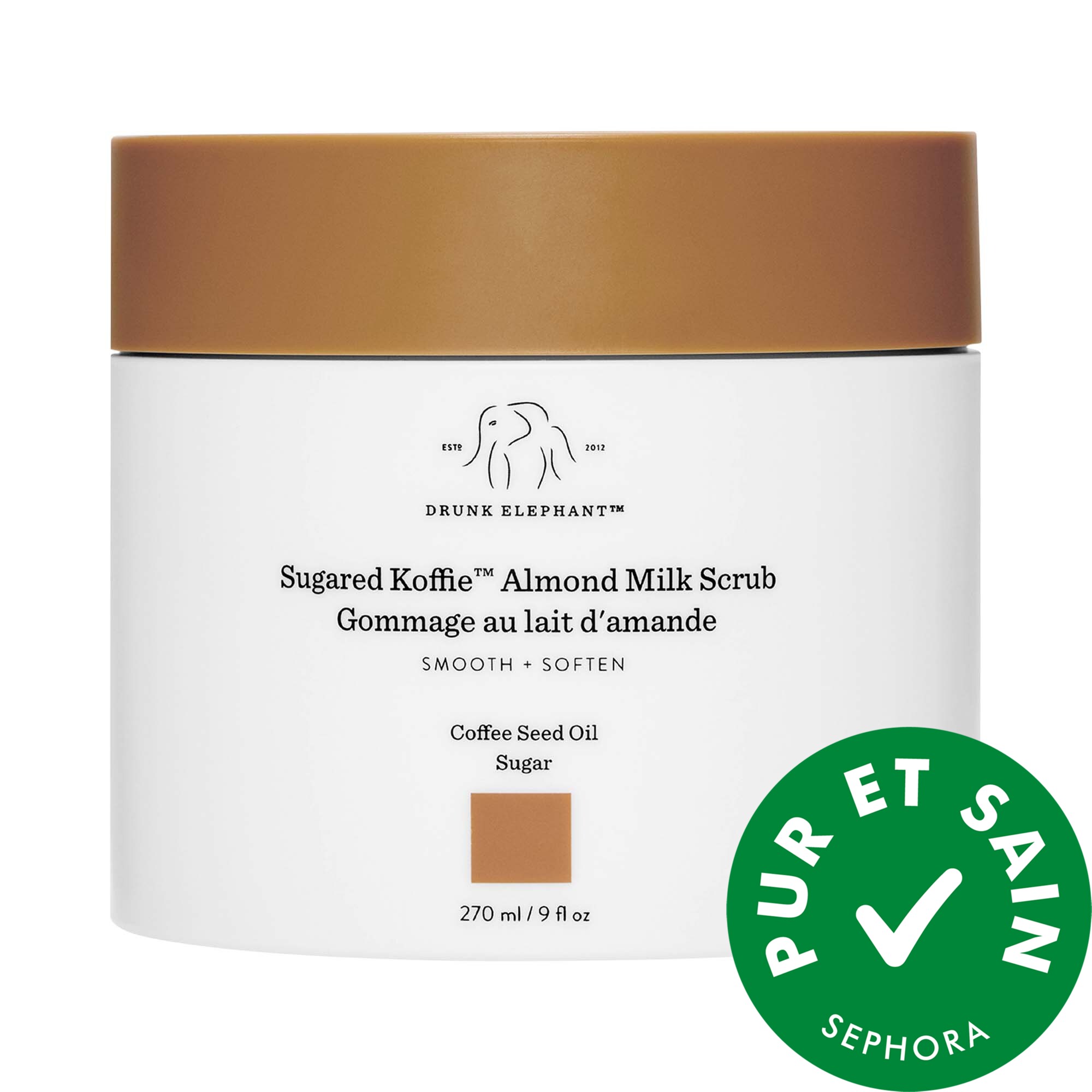 Drunk Elephant Exfoliant pour le corps au sucre et au lait d'amande Koffie™ 9 oz/ 270 mL