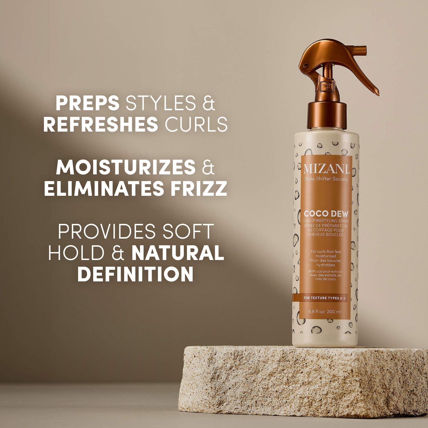 Coco Dew Curl Pre-Styling & Restyling Refresher Spray - Mizani