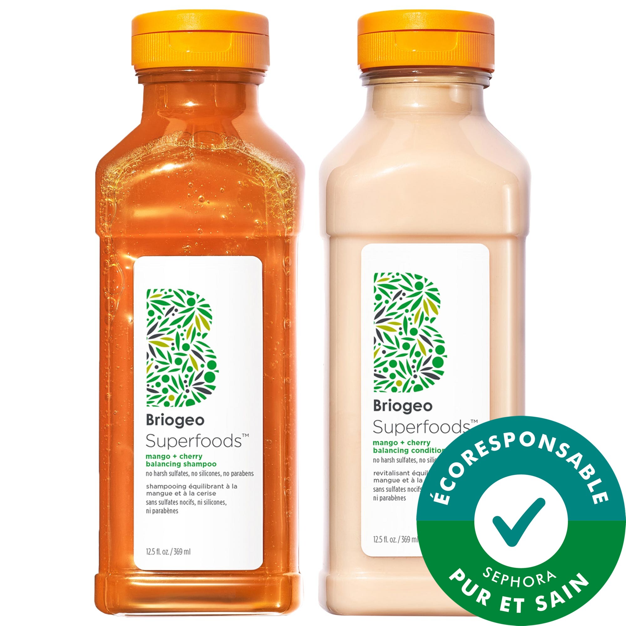Briogeo Duo de shampooing et de revitalisant équilibrants à la mangue et à la cerise Superfoods™ pour le contrôle du'sébum