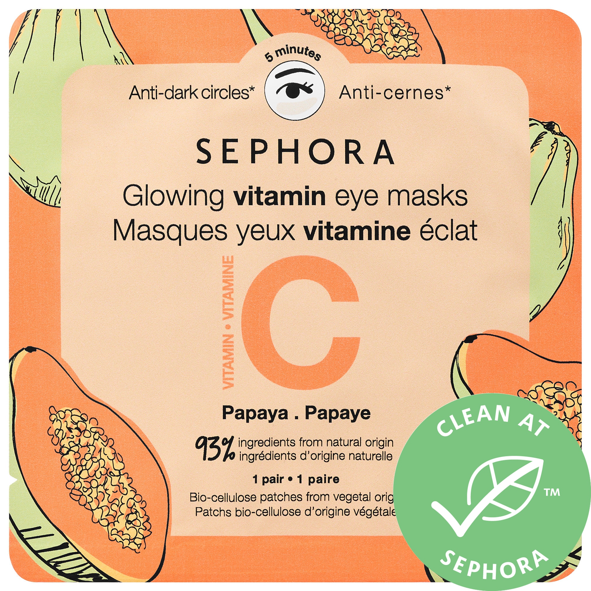 Sephora Collection Vitamin Eye Masks Papaya + Vitamin C 1 Pair ModeSens