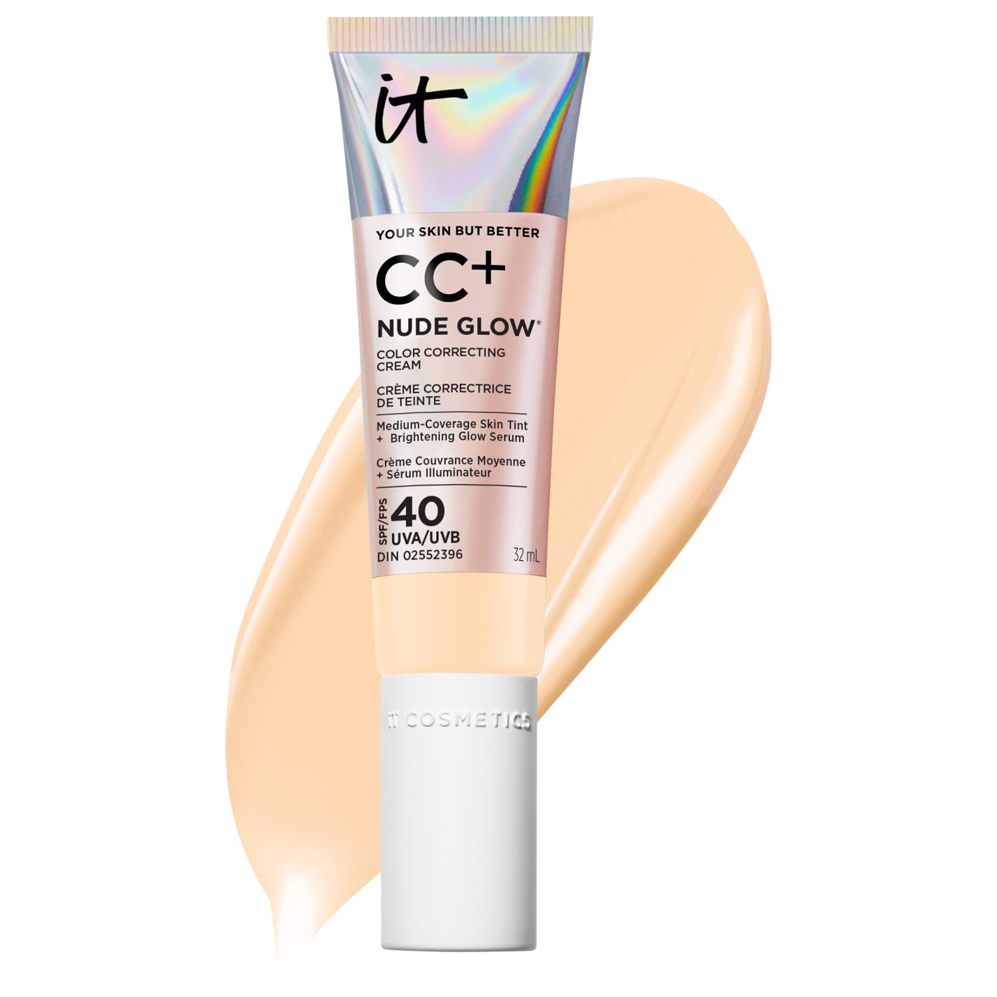 IT Cosmetics CC+ Nude Glow Lightweight Foundation + Serum with SPF 40 and Niacinamide 1.08 oz/32 ml
