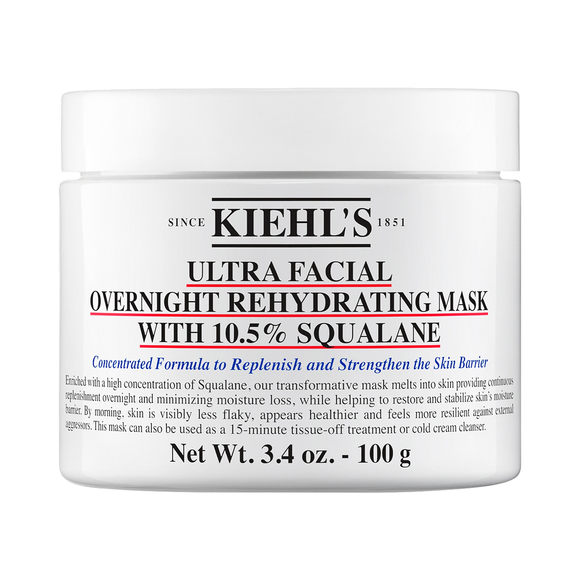 Kiehl's Since 1851 Ultra Facial Overnight Hydrating Face Mask with 10.5% Squalane 3.4 oz/ 100 mL