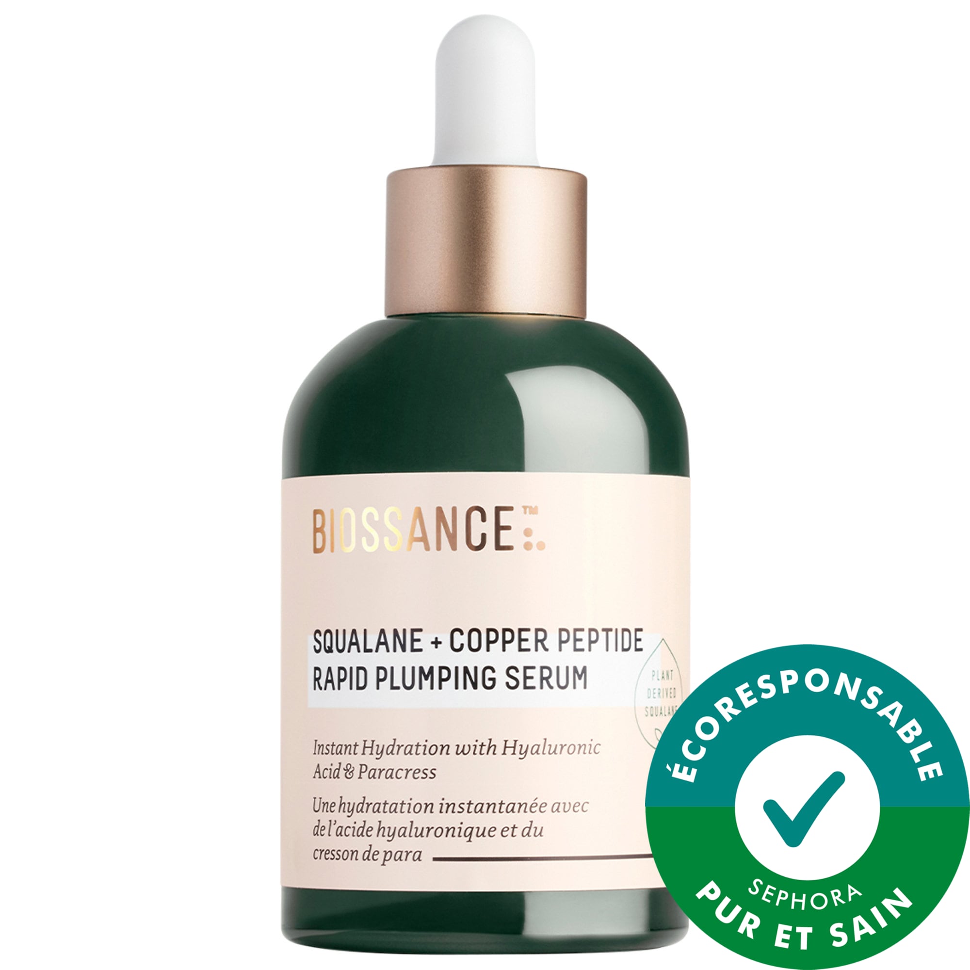 Biossance Sérum hydratant et repulpant avec peptide de cuivre rapide, acide hyaluronique et squalane 1.69 oz / 50 mL