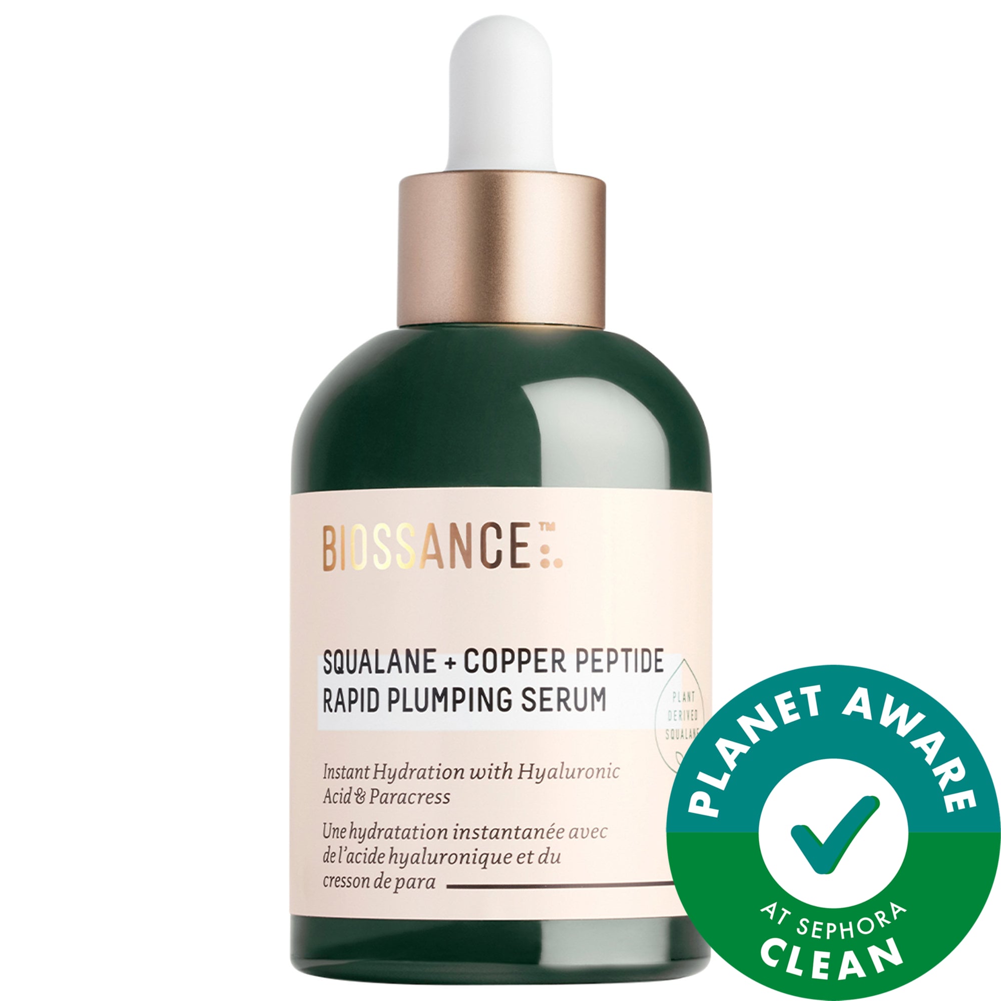 Biossance Copper Peptide (GHK-Cu) Rapid Plumping & Hydrating Serum with Hyaluronic Acid + Squalane 1.69 oz / 50 mL