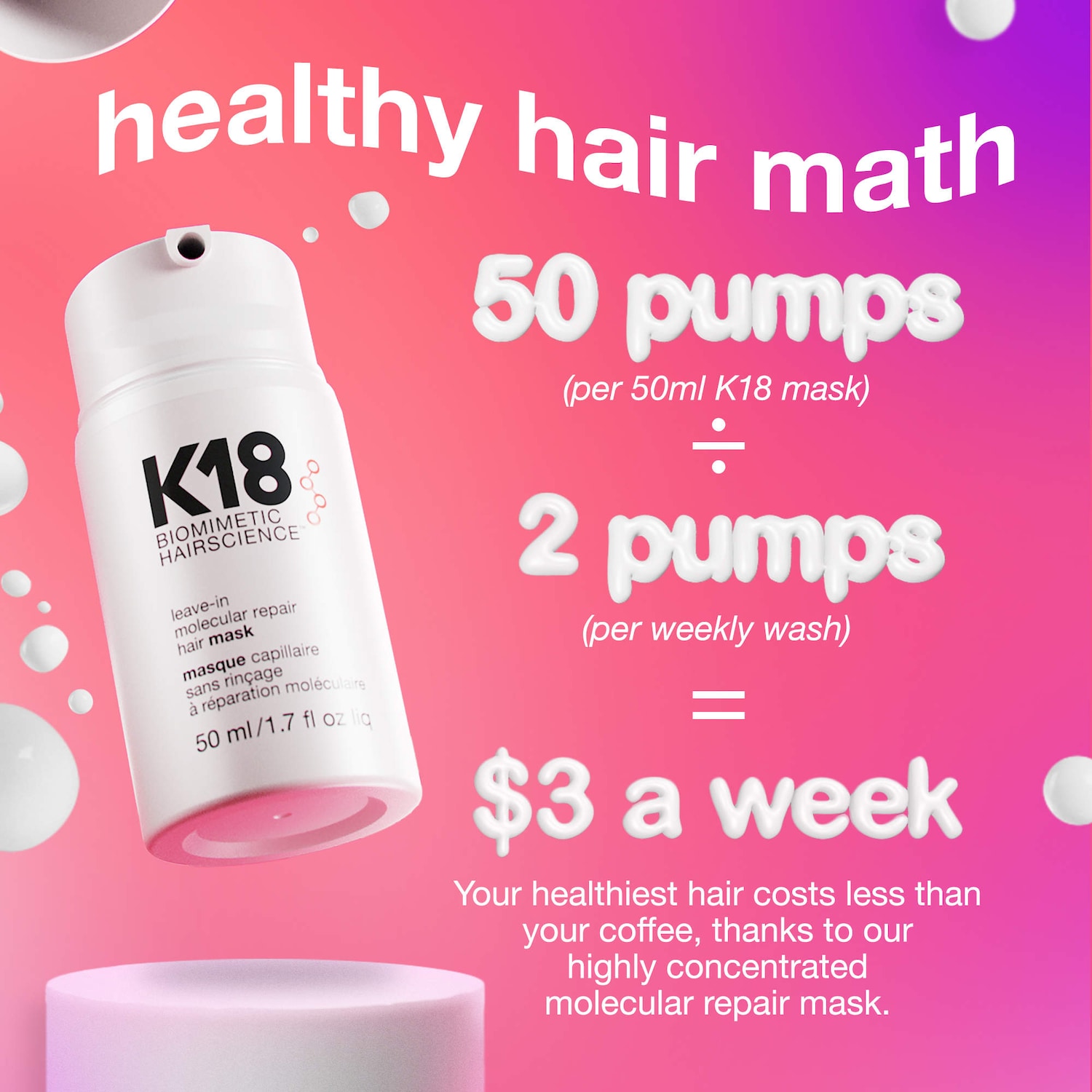 Leave-in Molecular Repair Hair Mask - K18 Biomimetic Hairscience