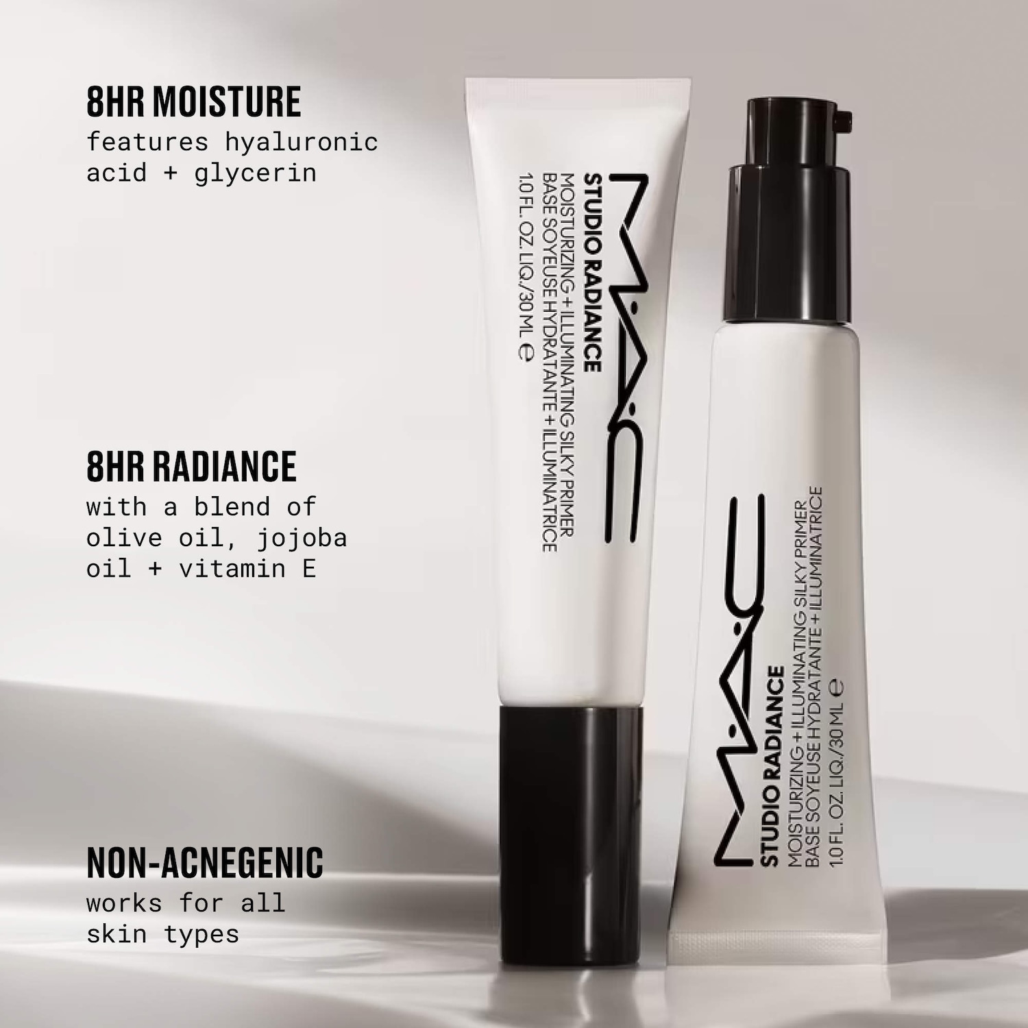 Base soyeuse hydratante + lumineuse Studio Radiance avec acide hyaluronique