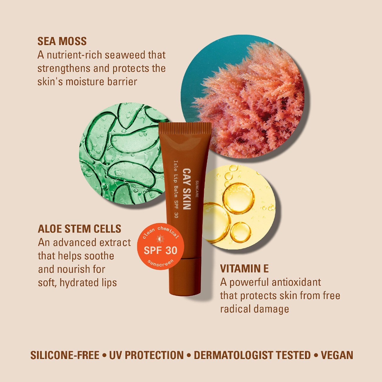 CAY SKIN Isle Lip Balm SPF 30 with Sea Moss and Aloe Stem Cells Pacific City