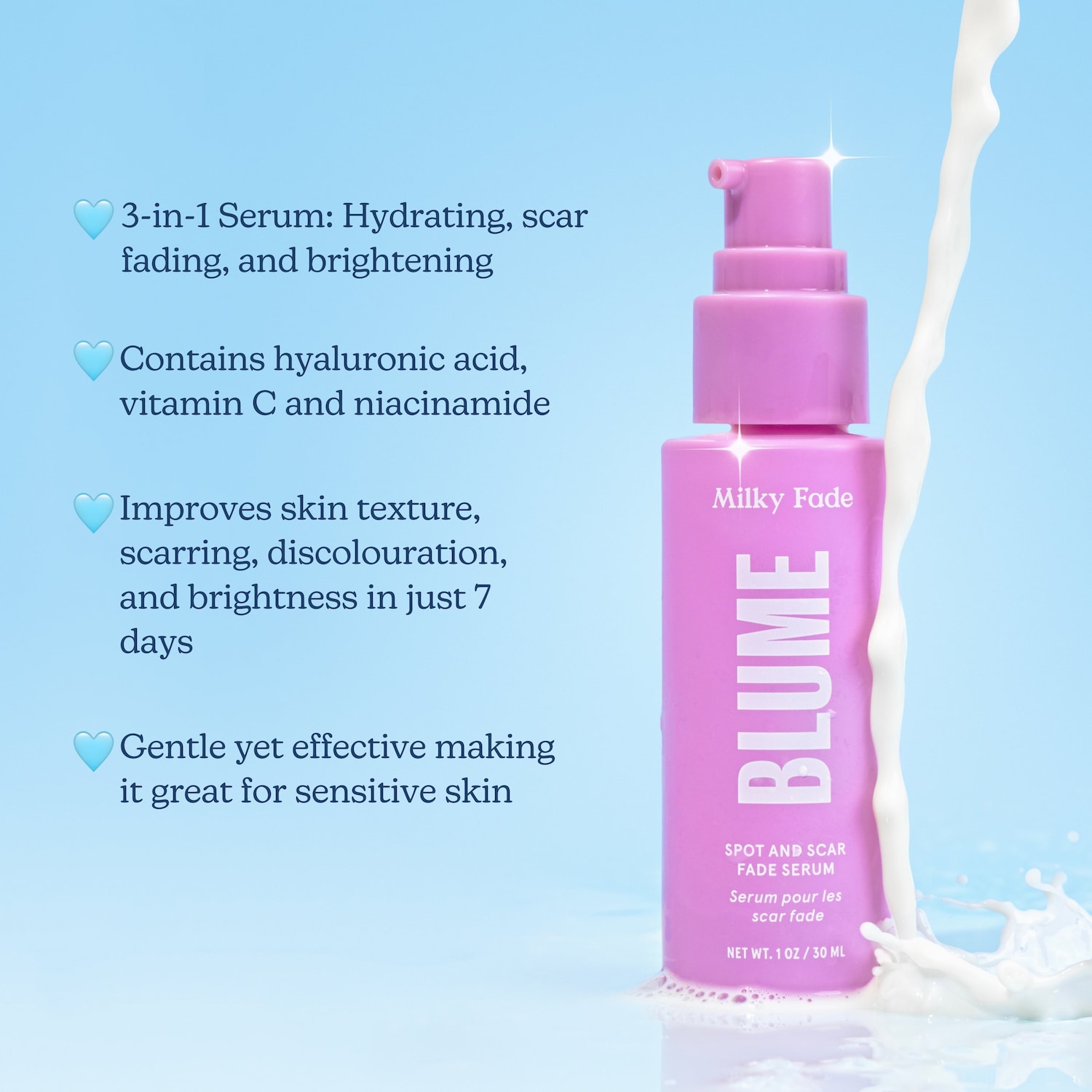 Sérum estompeur de cicatrice + taches pigmentaires Milky