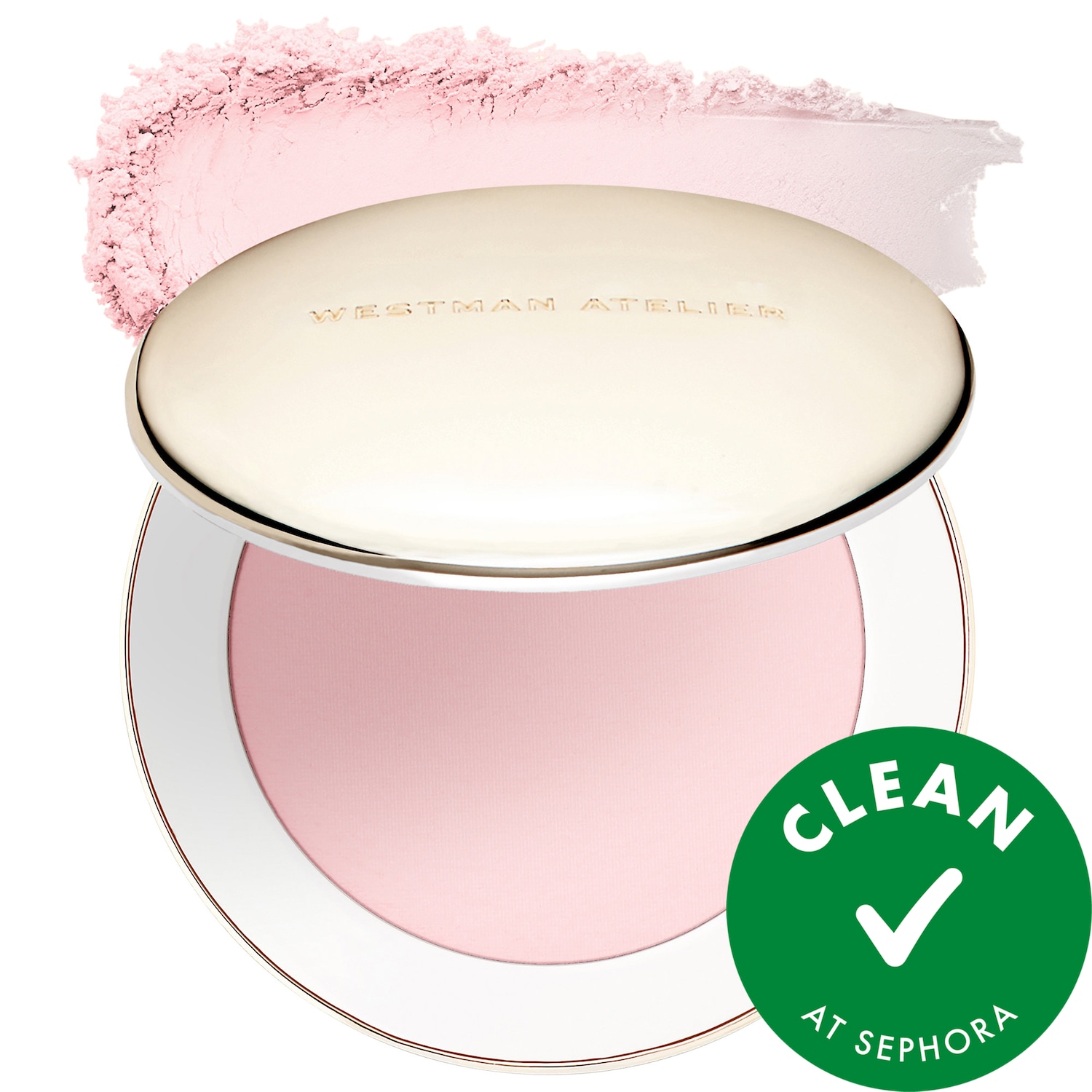 Westman Atelier Vital Pressed Skincare Blurring Talc-Free Setting Powder in Pink Bubble