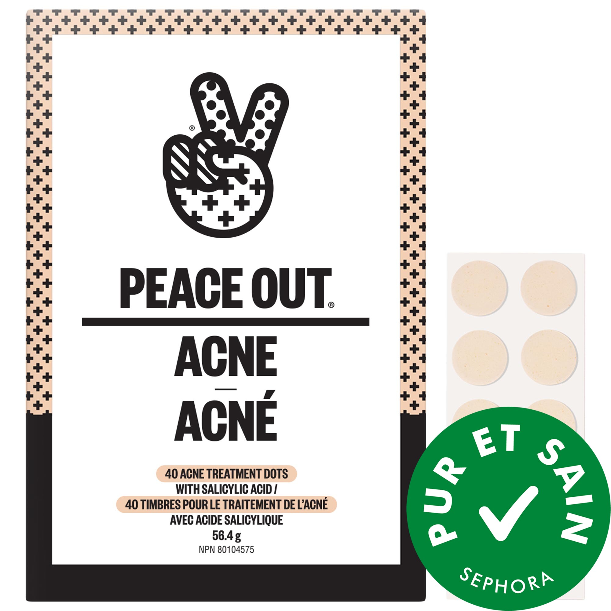 Peace Out Timbres hydrocolloïde avec acide salicylique pour peau acnéique Acne Healing Dots