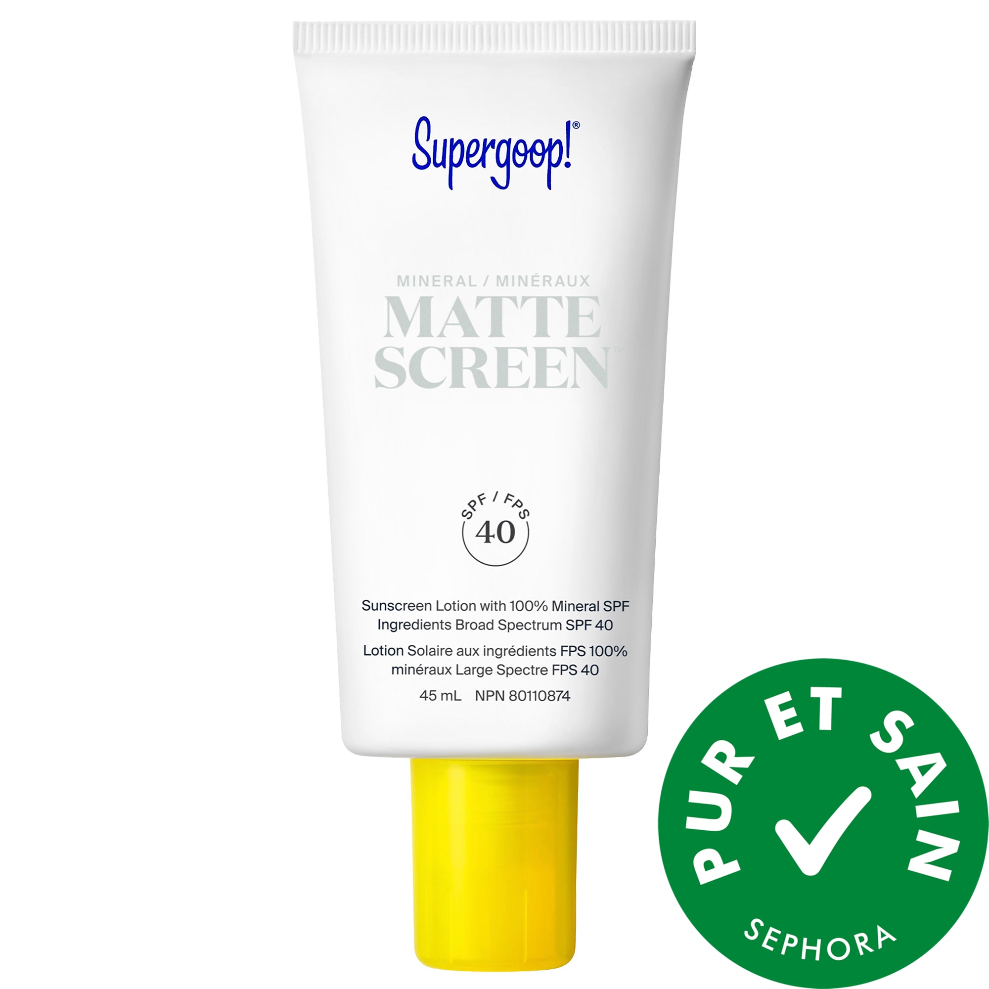Supergoop! Écran solaire minéral Minéraux Mattescreen avec FPS 40 1.5 oz / 45 mL