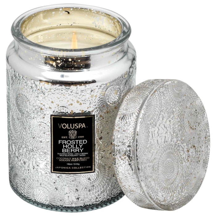 Frosted Holly Berry Glass Jar Candle VOLUSPA Sephora