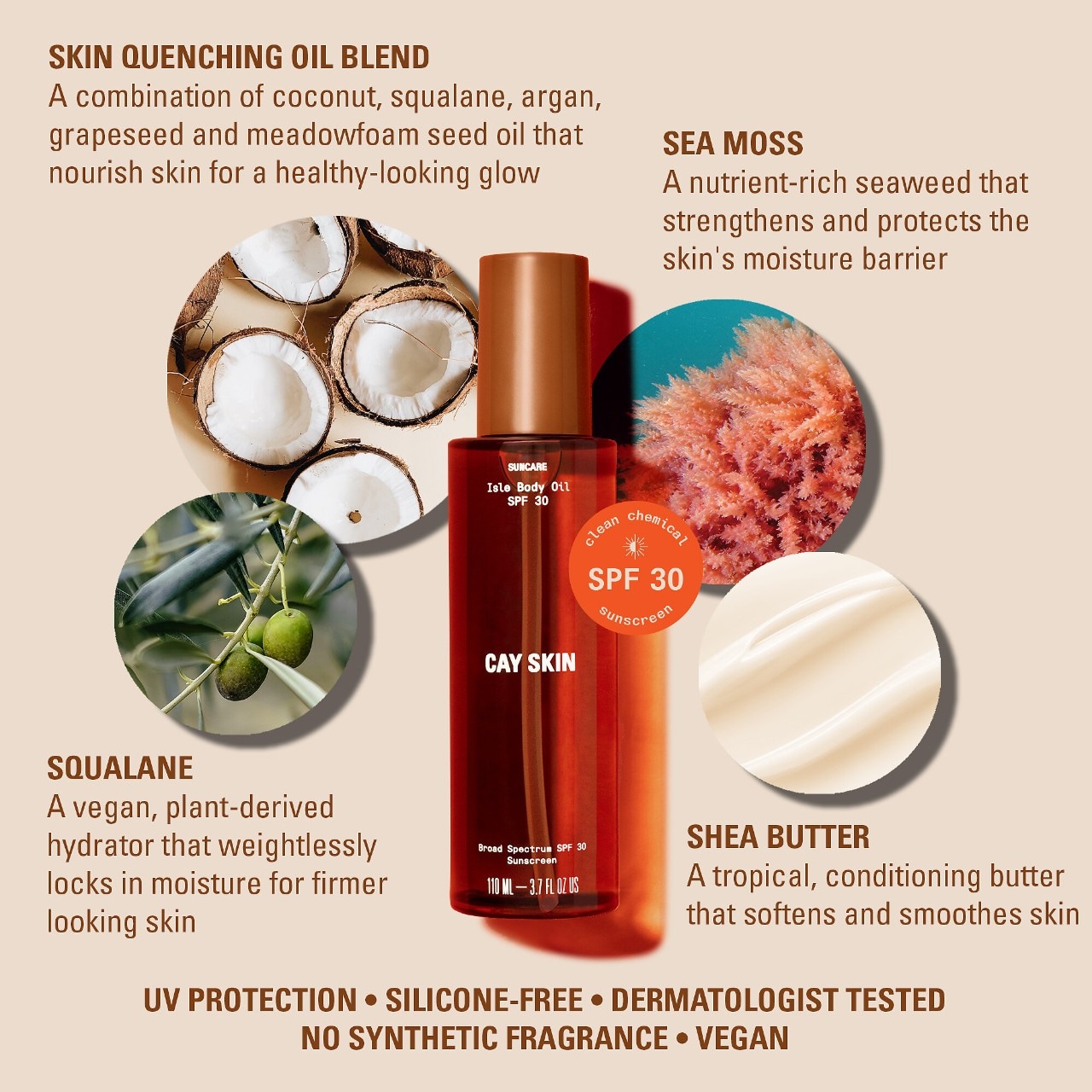 CAY SKIN Isle Body Oil SPF 30 with Sea Moss and Squalane Vancouver Mall