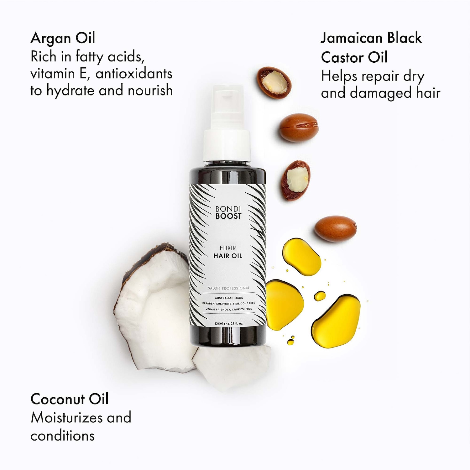 Масло для волос перед шампунем BondiBoost Elixir с касторовым маслом — фото 3