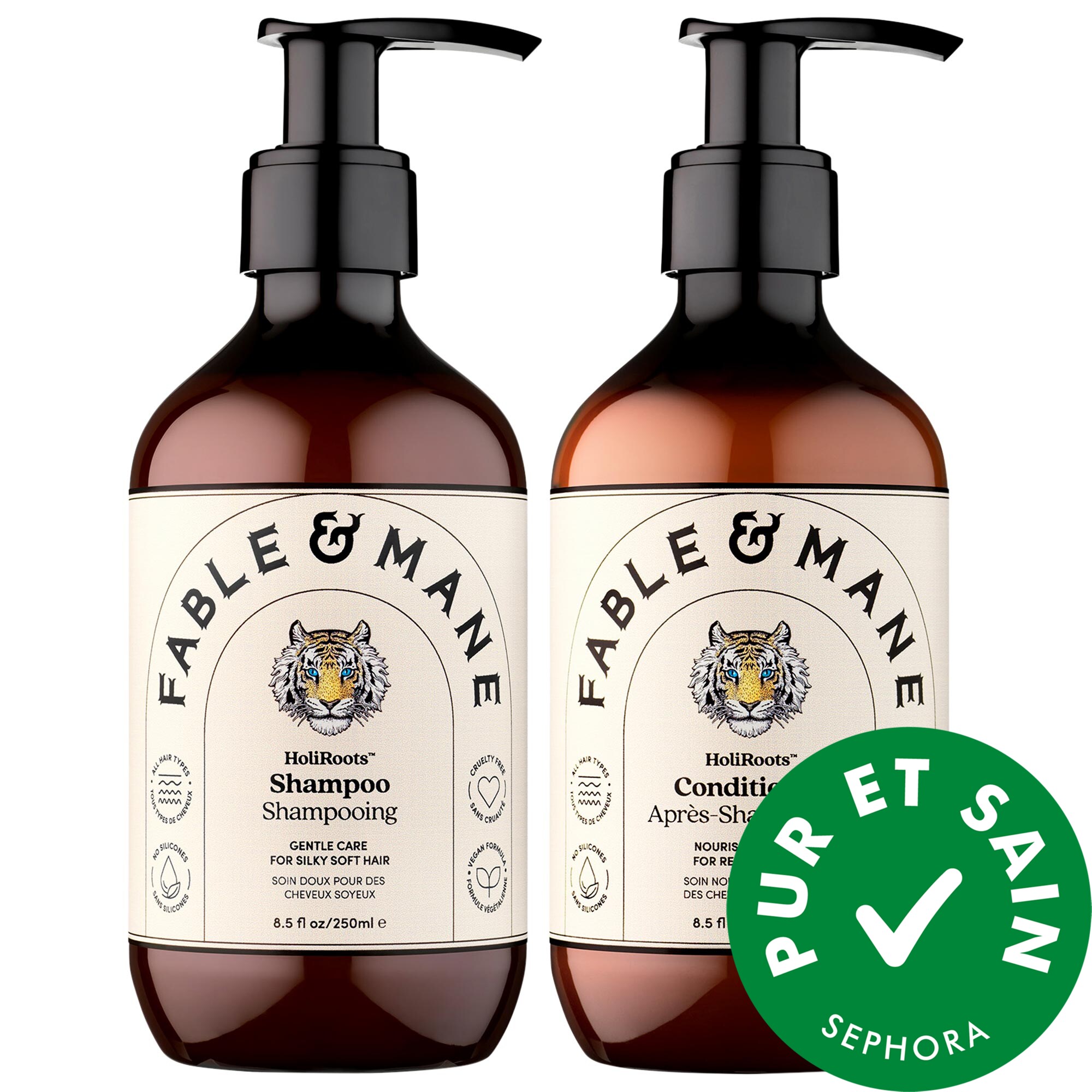 Fable & Mane Shampoing et revitalisant hydratants pour cheveux épais, secs et abîmés 8.5 oz/250 mL