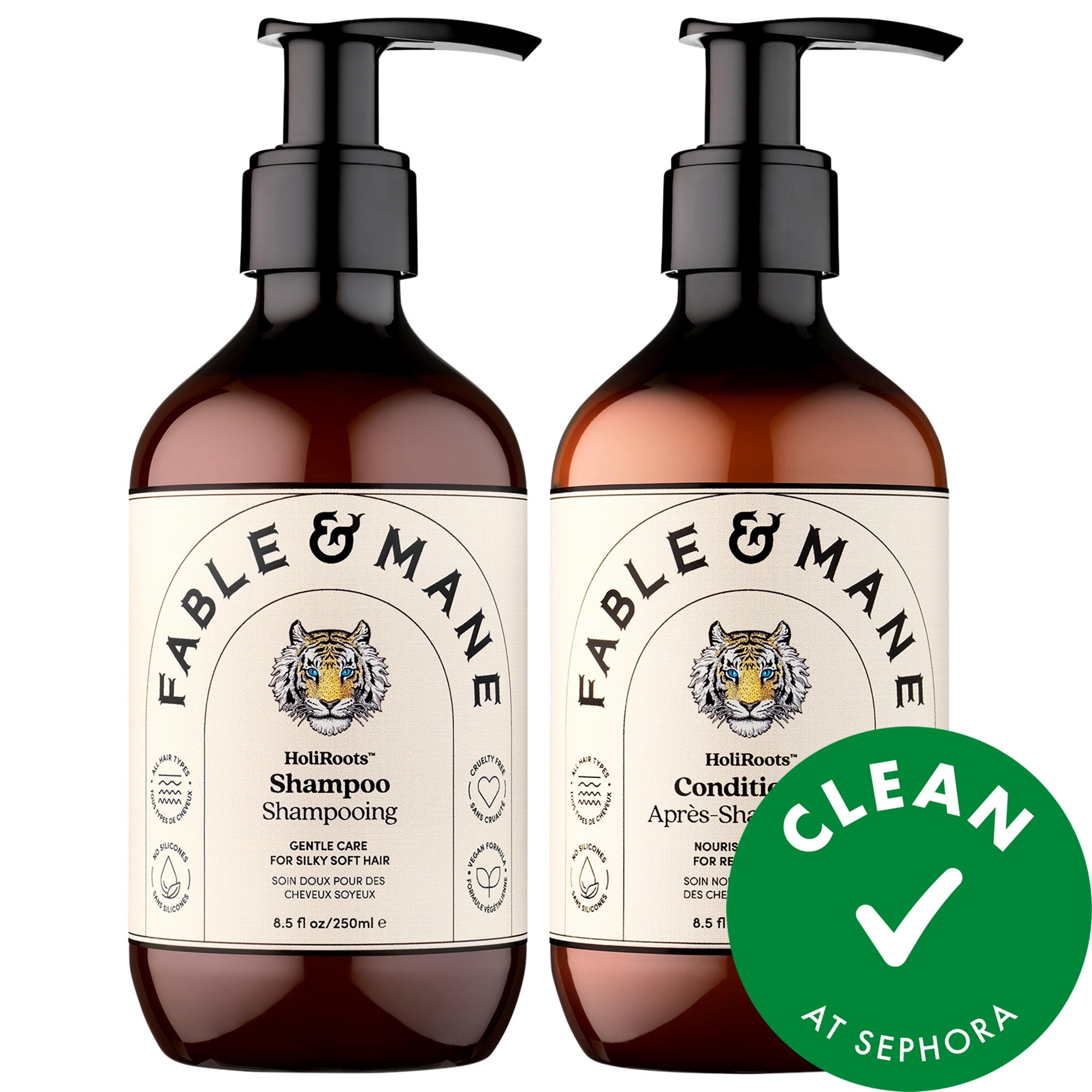 Fable & Mane Hydrating Shampoo & Conditioner for Thick, Dry, Damaged Hair 8.5 oz/250 mL