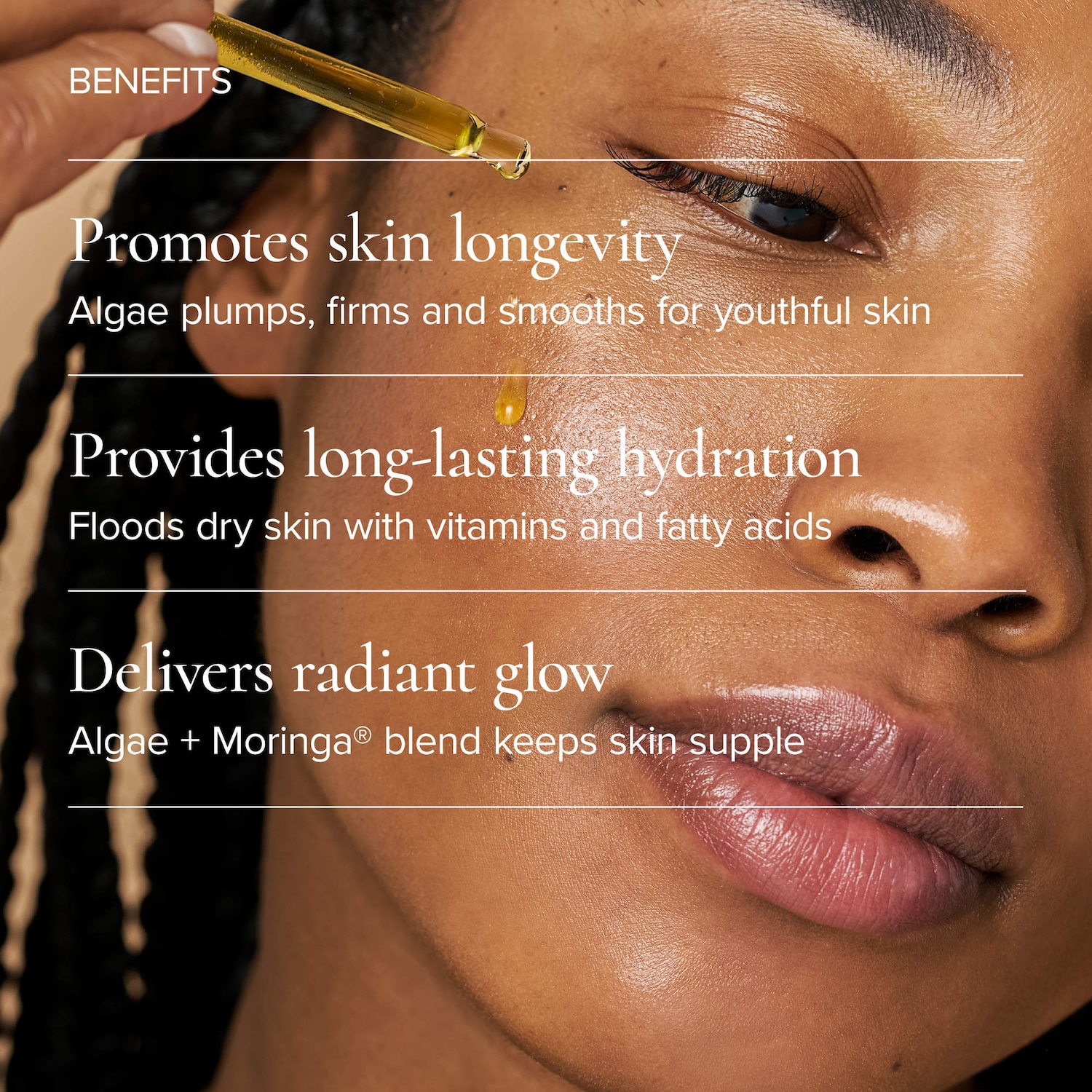 Universal Hydrating Face Oil for Anti-Aging and Glow with Algae + Moringa
